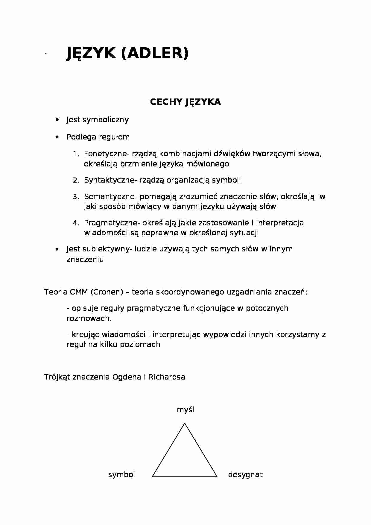 Adler - cechy języka - strona 1