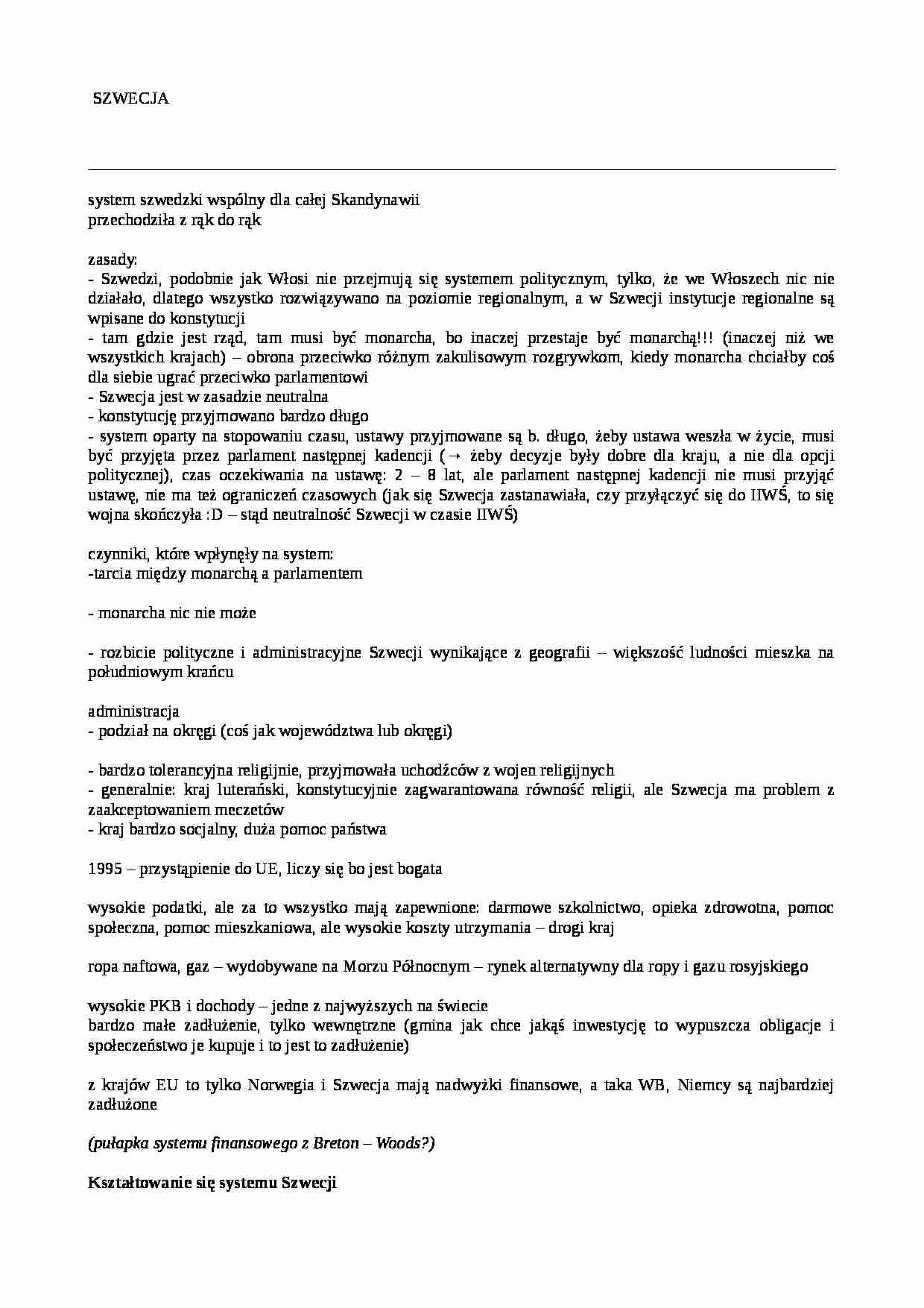 System polityczny Szwecji - strona 1