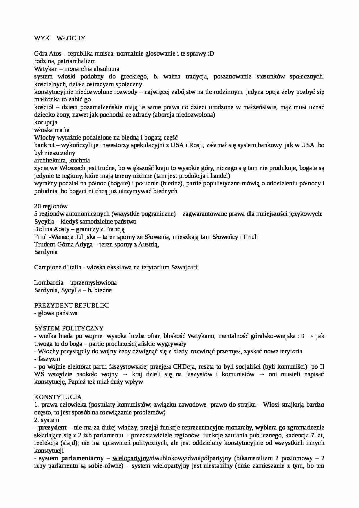 System polityczny Włoch - strona 1