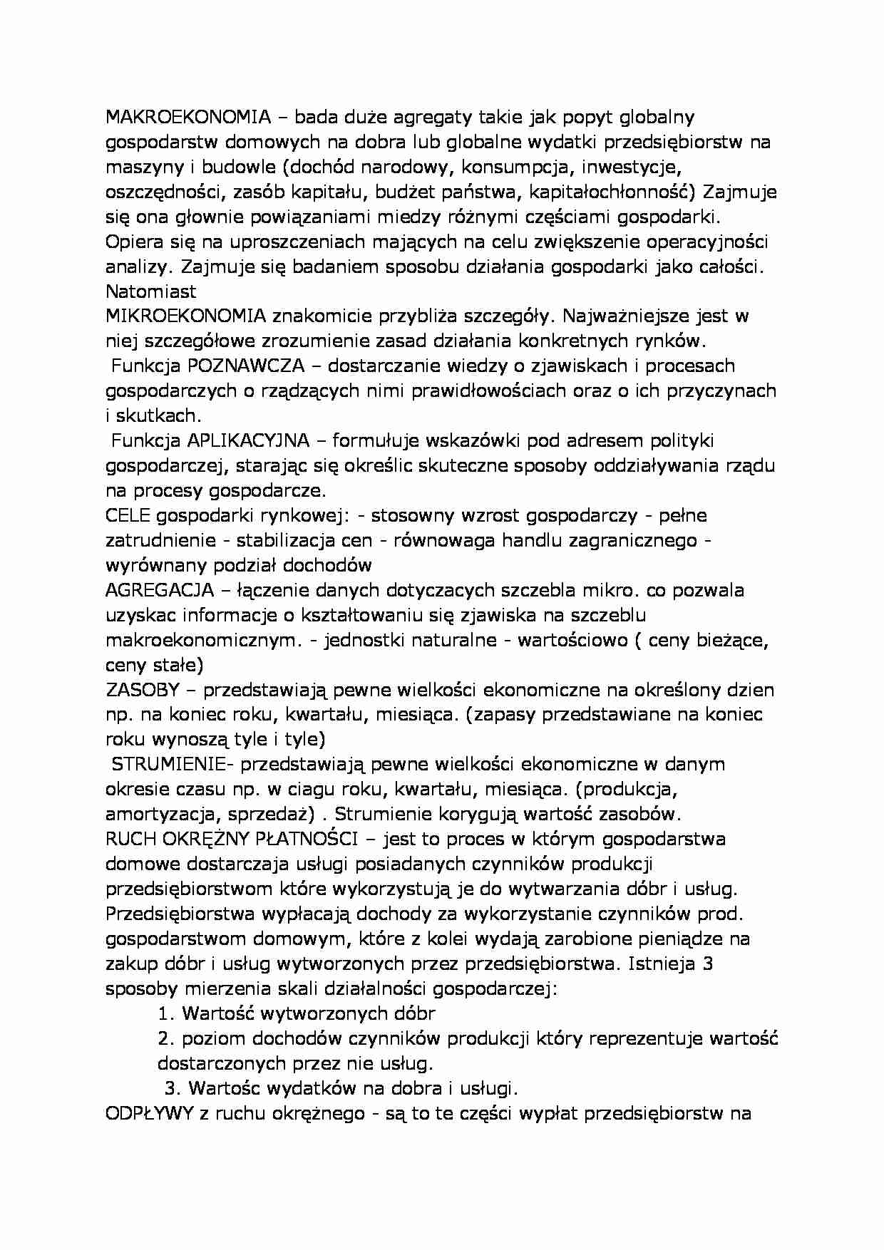 Podstawowe informacje z Makroekonomii - strona 1