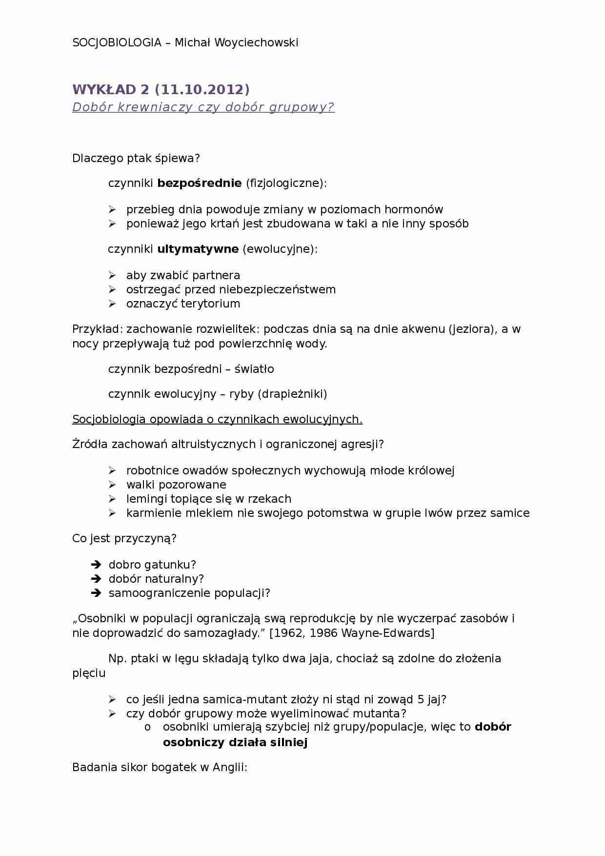 Socjobiologia - wykłady - strona 1