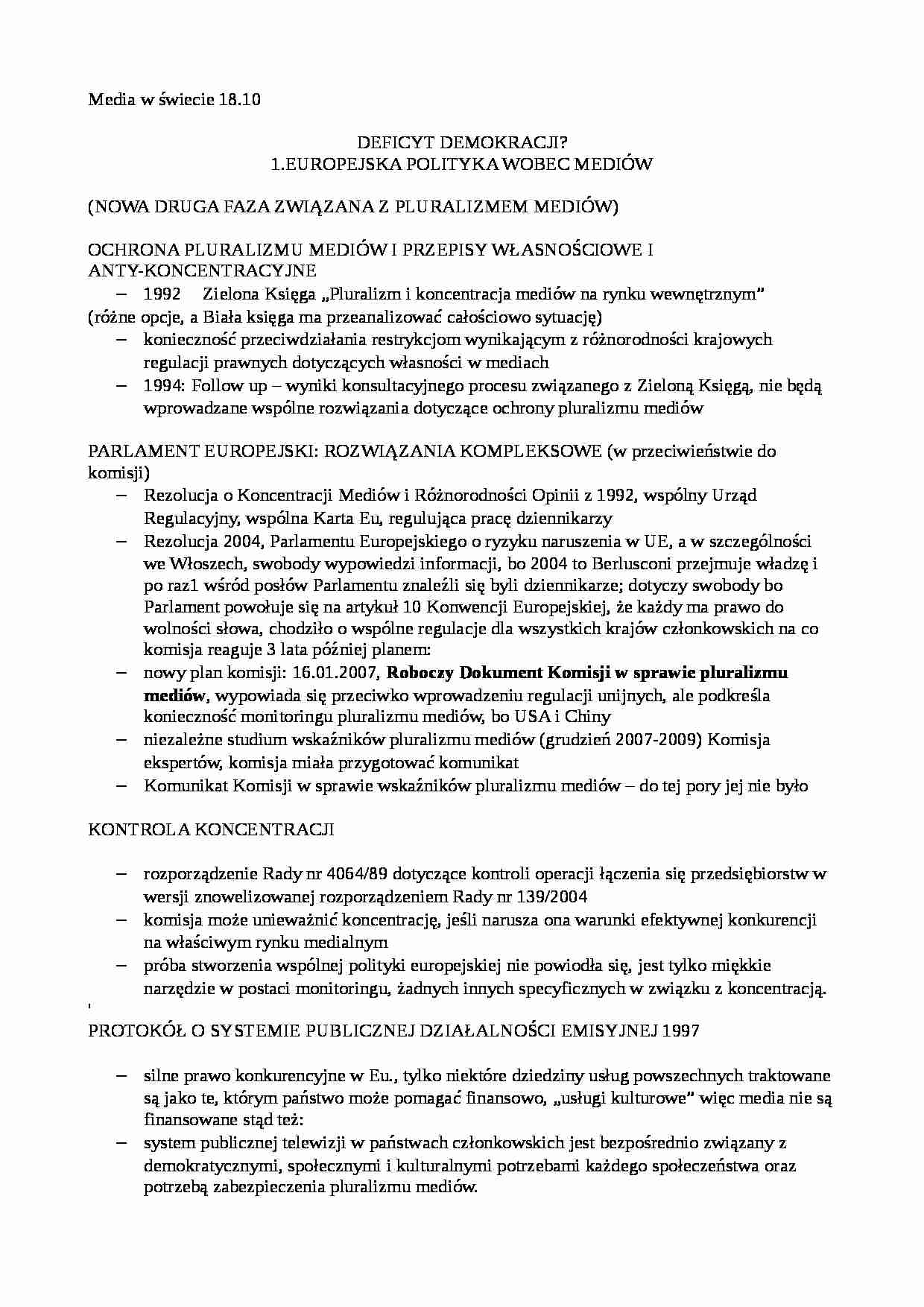 Deficyt demokracji druga faza związana z pluralizmem mediów - strona 1
