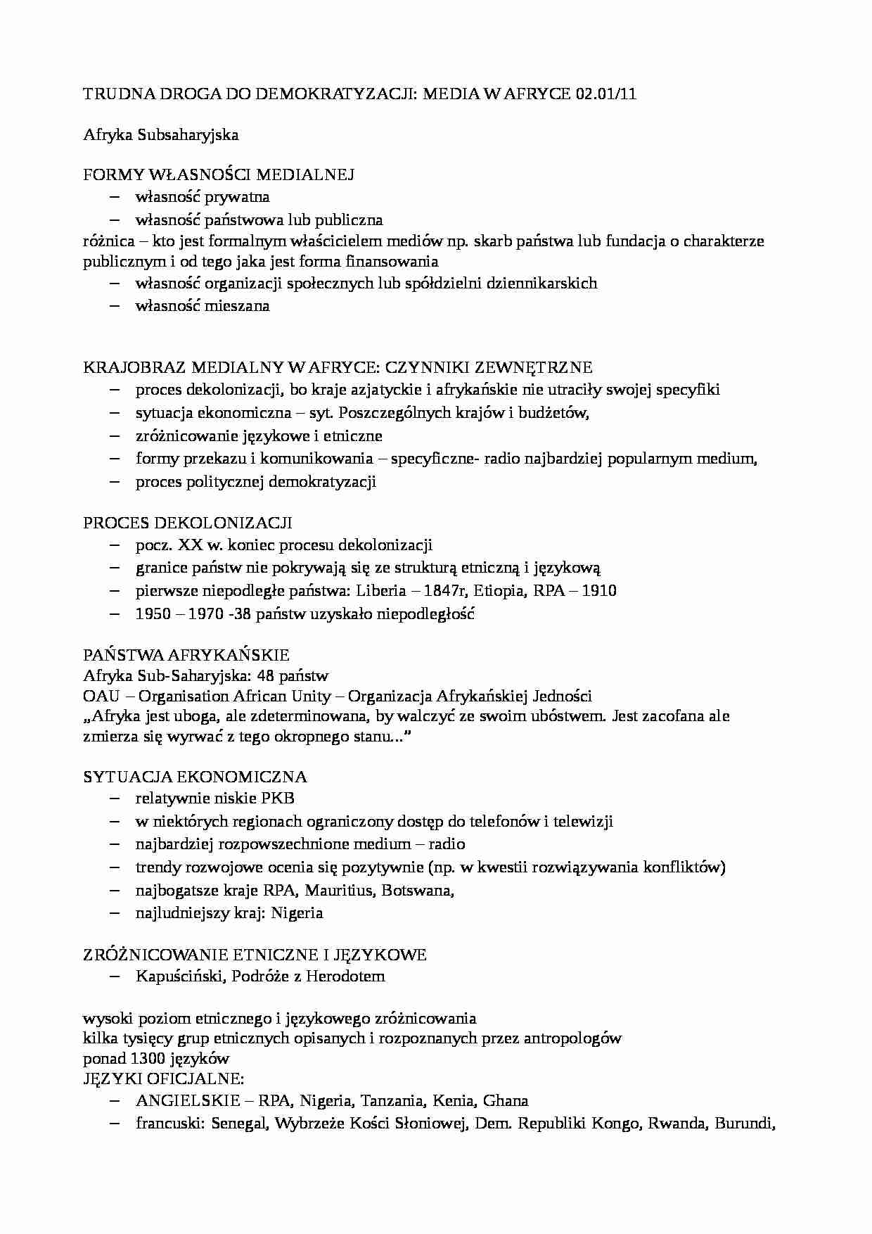 Media w Afryce - strona 1