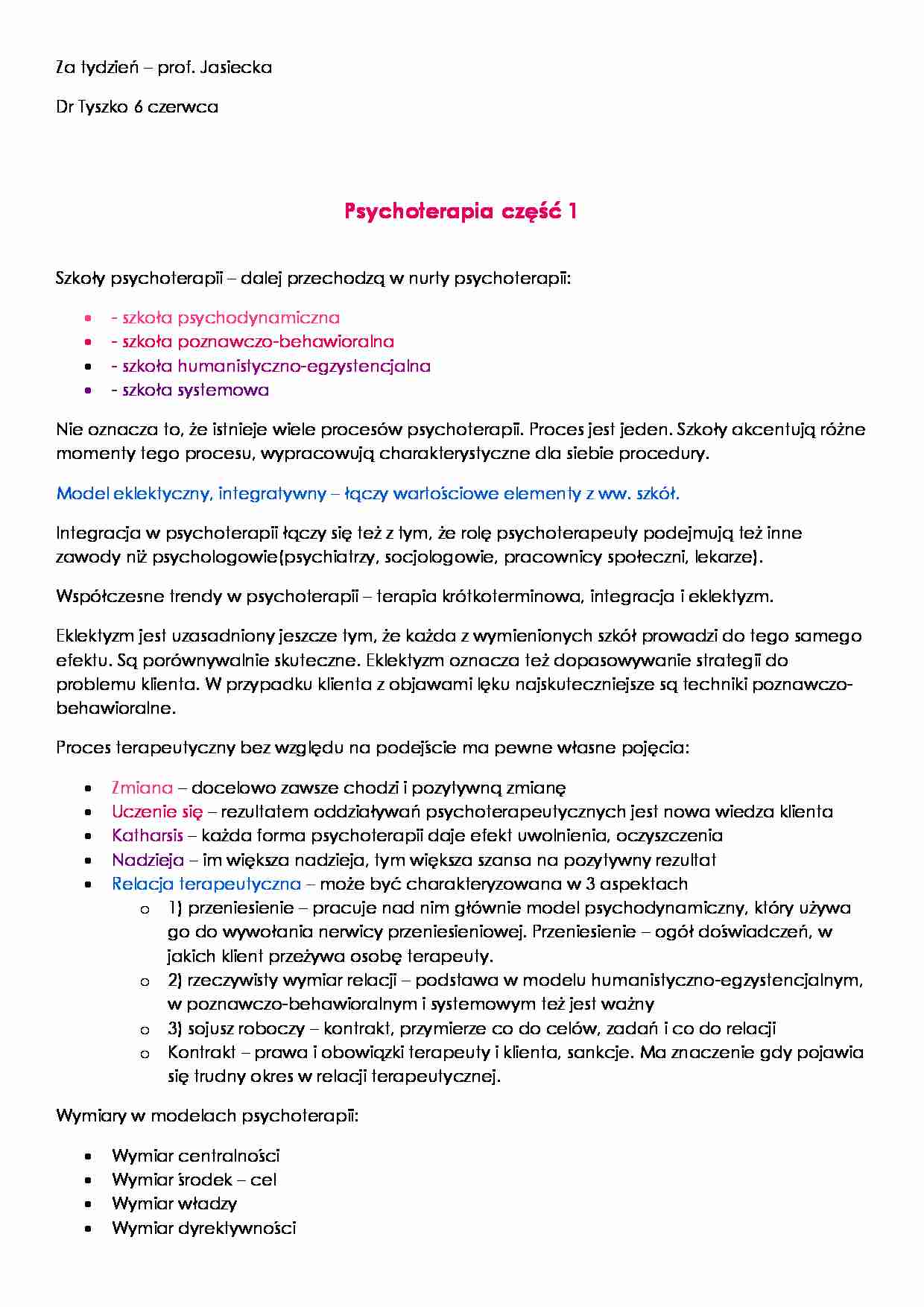 psychoterapia - wykład - strona 1
