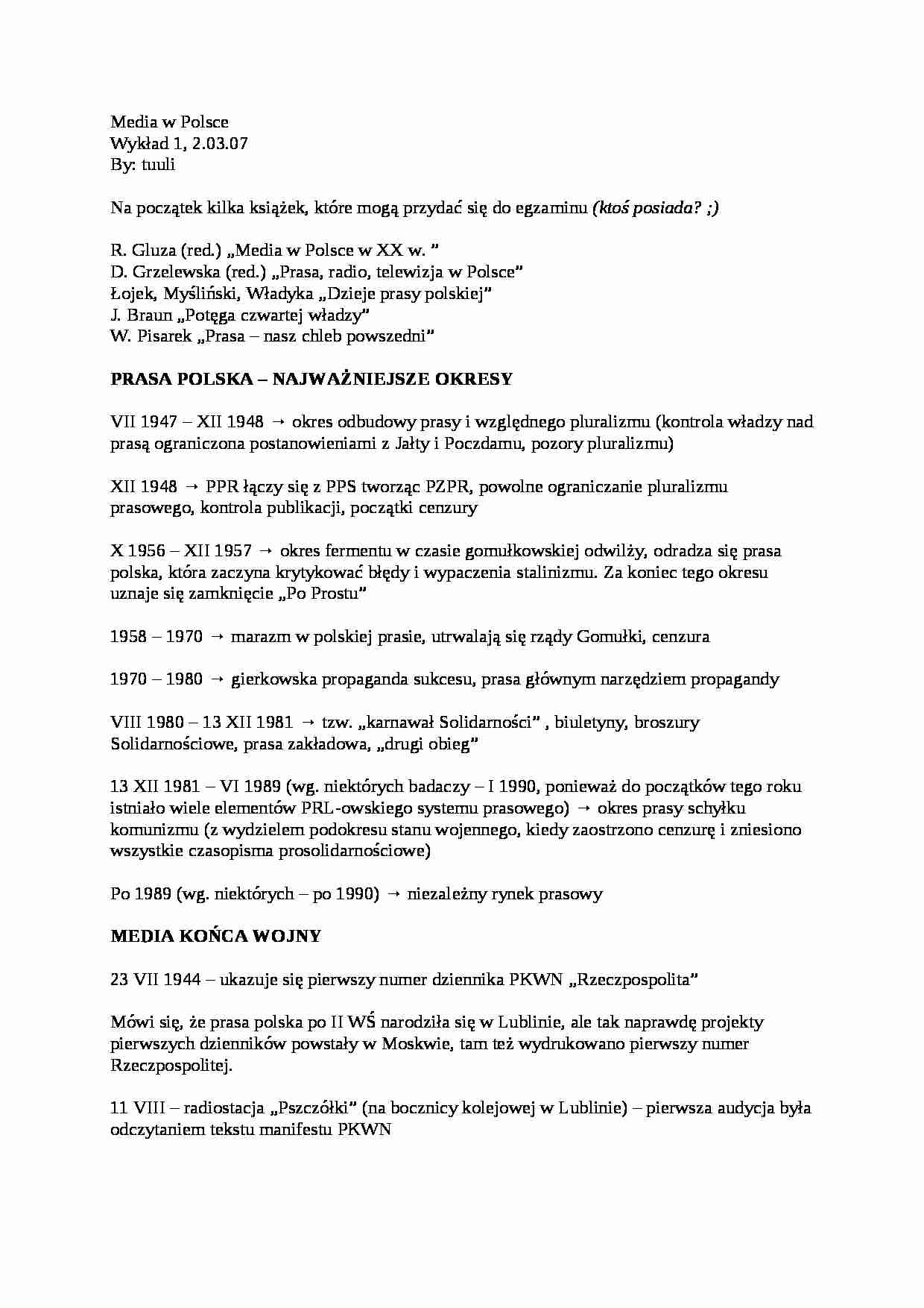 Okresy prasy w Polsce - strona 1