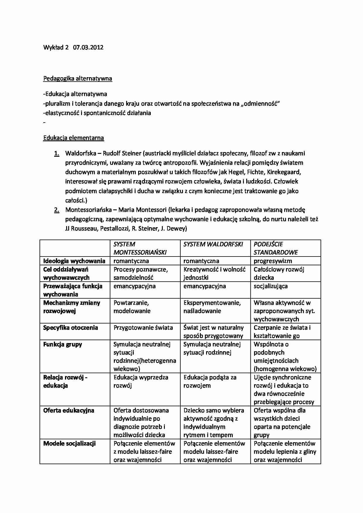 psychologia rozwojowa - Edukacja alternatywna - strona 1