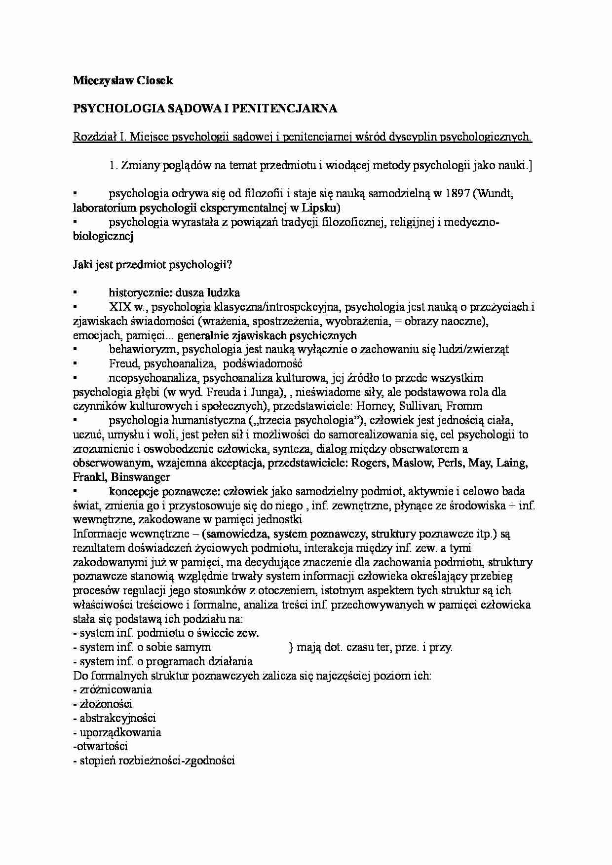 Ciosek - psychologia sądowa - strona 1