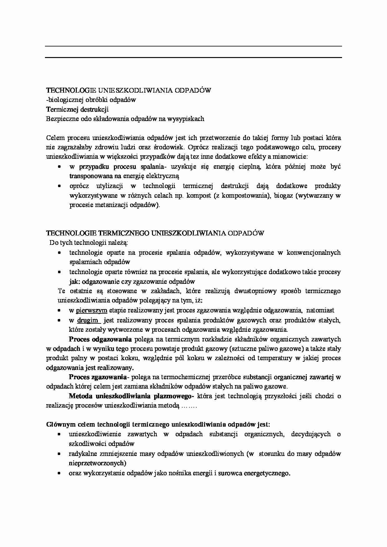 Technologie unieszkodliwiania odpadów - strona 1