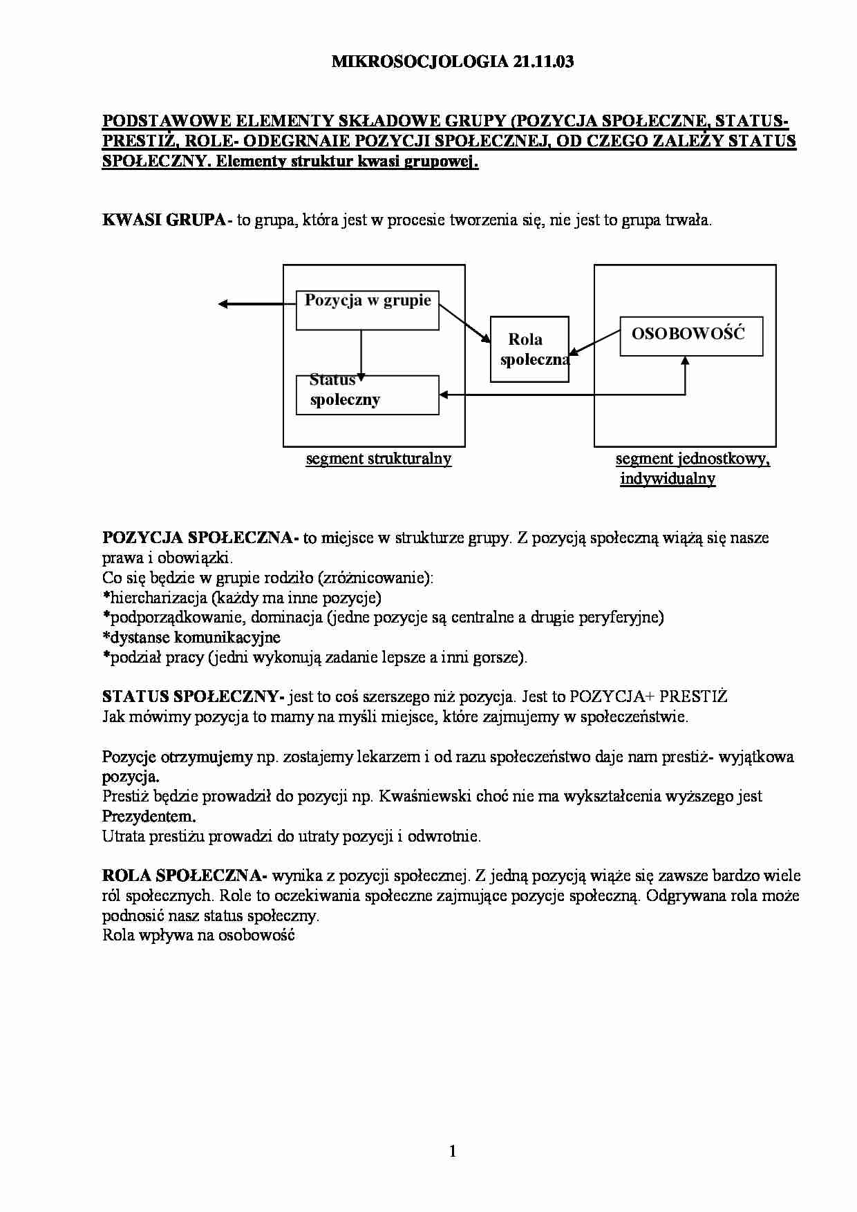 Pozycja i status społeczny - strona 1