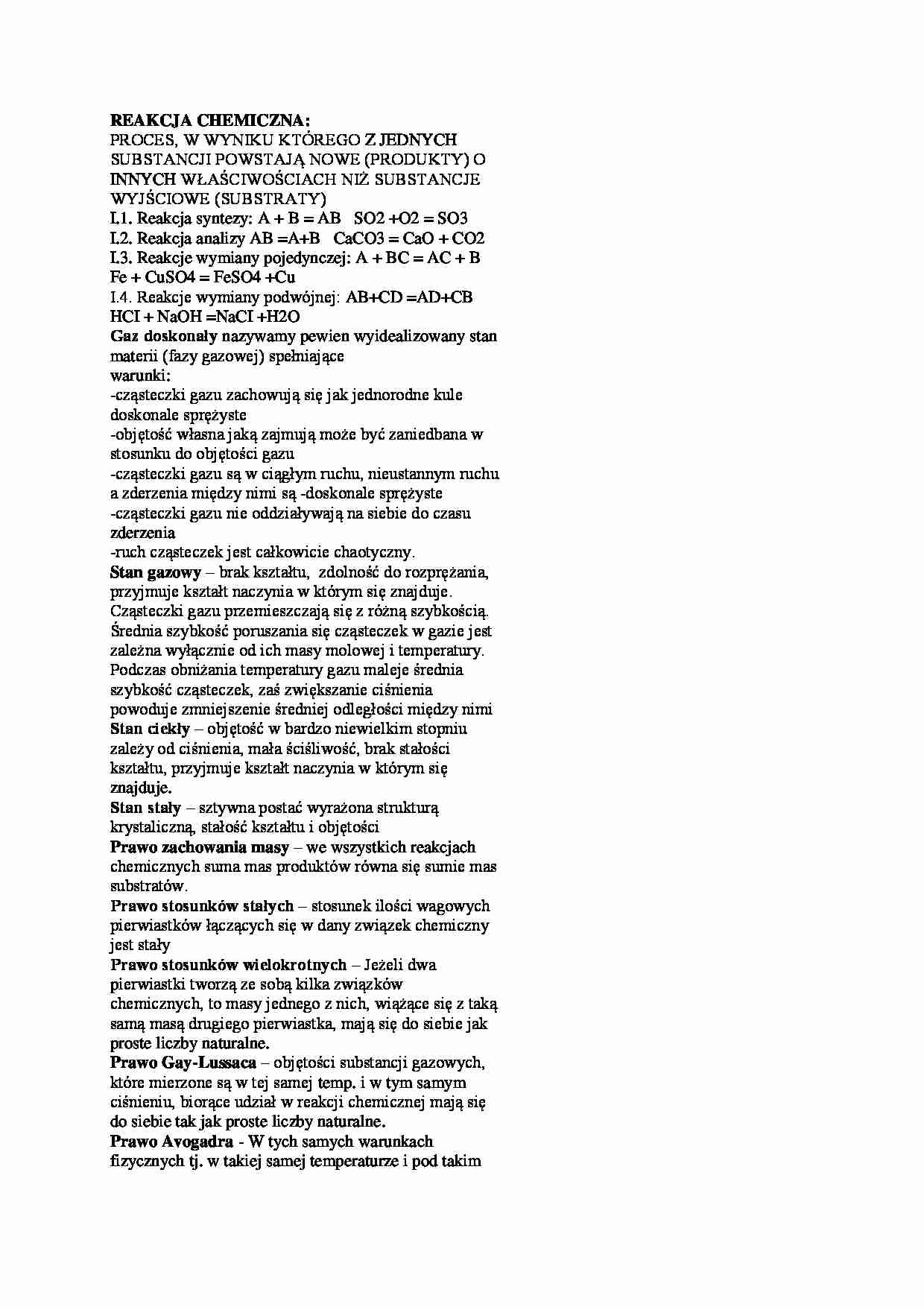  Zagadnienia do egzaminu chemia - strona 1