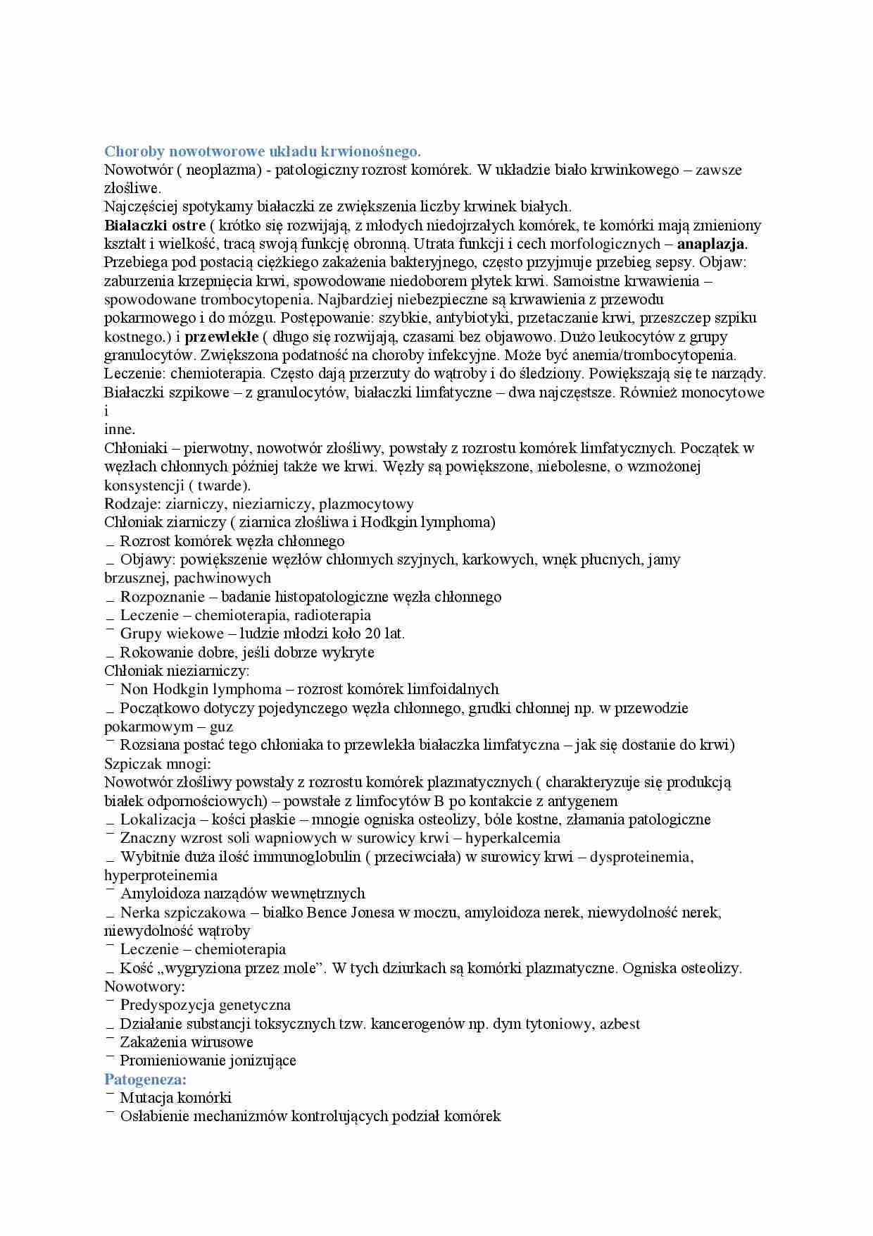 Choroby nowotworowe układu krwionośnego - strona 1