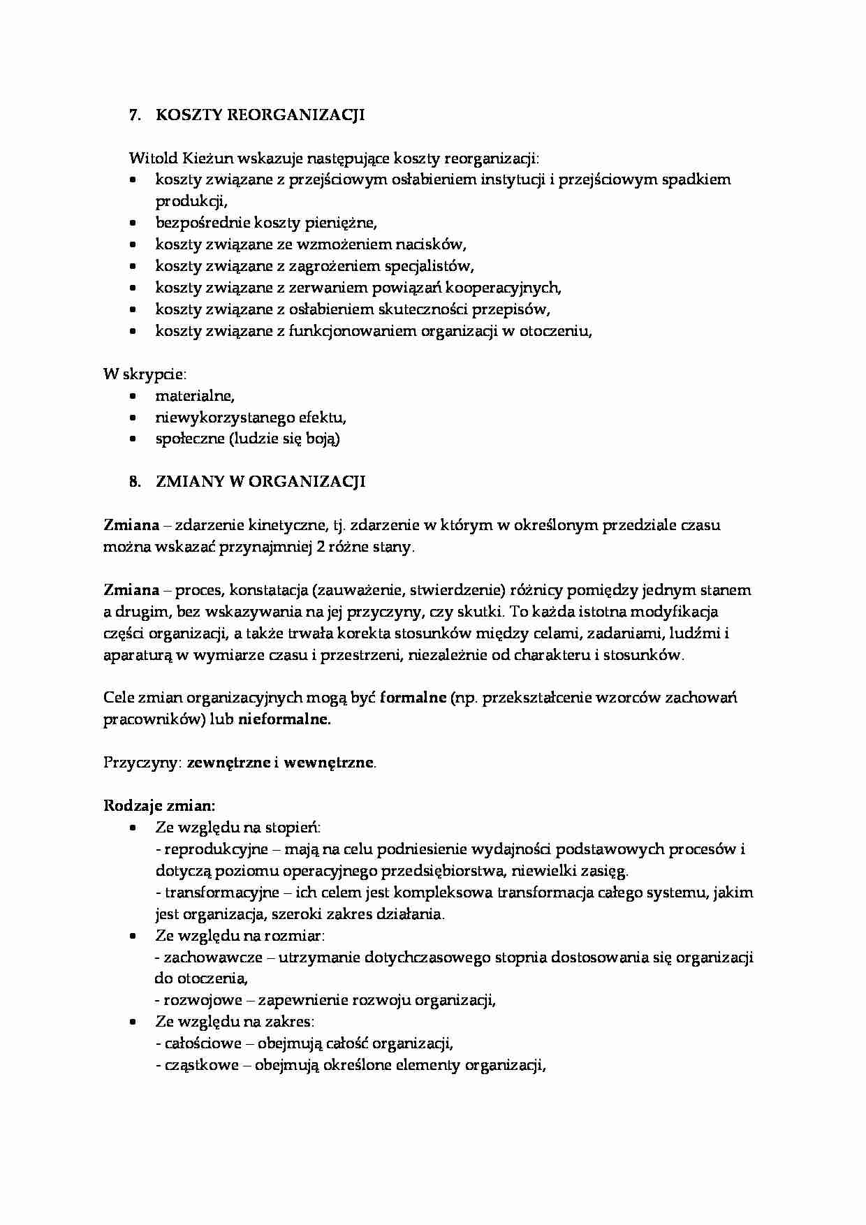 Koszty i zmiany w organizacji - strona 1