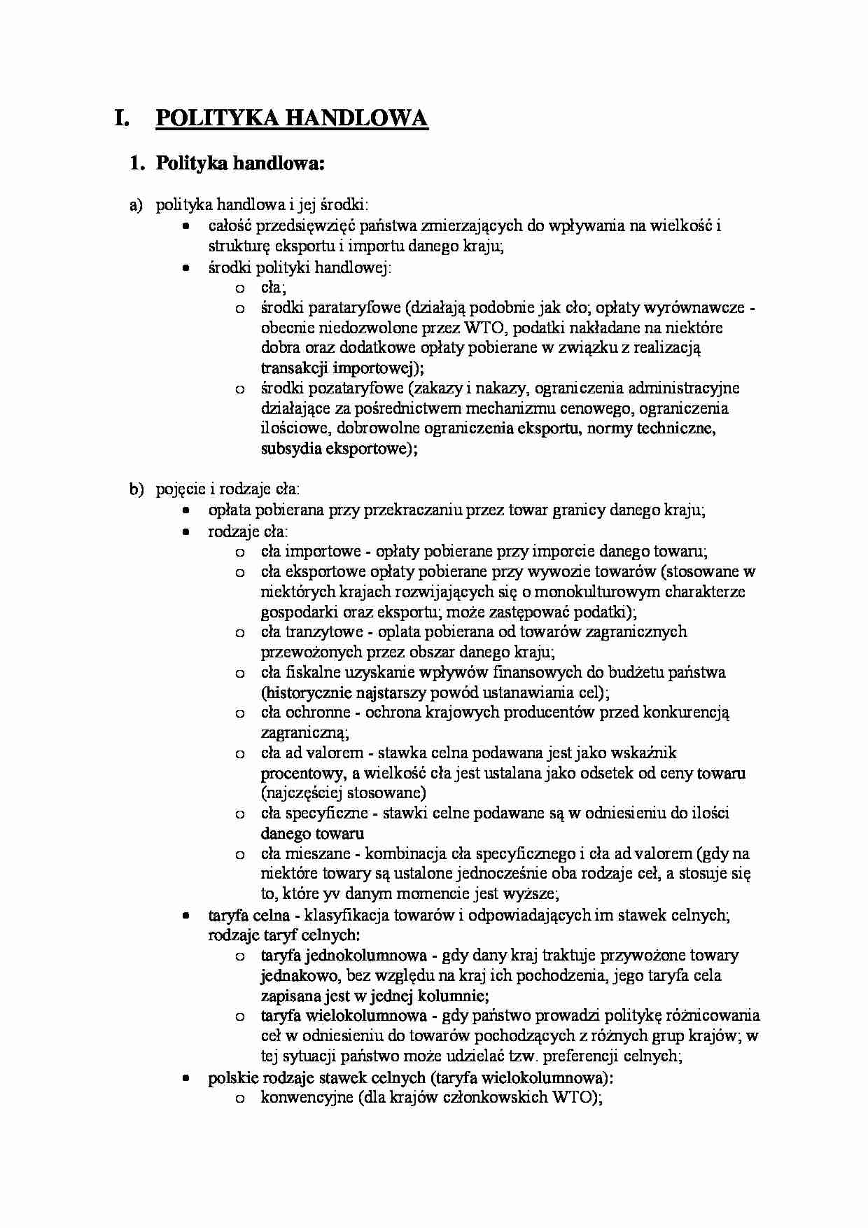 POLITYKA HANDLOWA - cła - strona 1