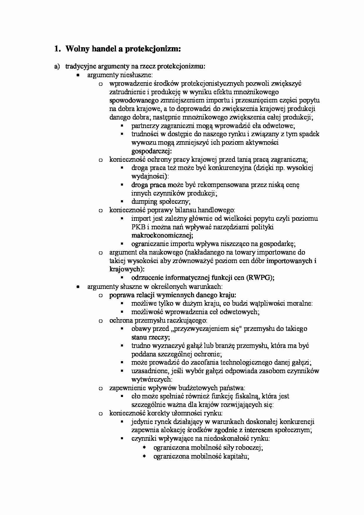 Wolny handel a protekcjonizm - strona 1