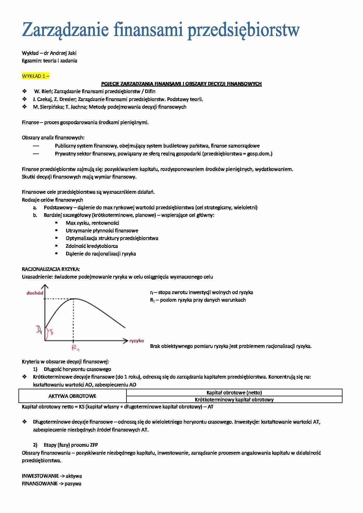 Pojęcie i obszary decyzji finansowych - strona 1