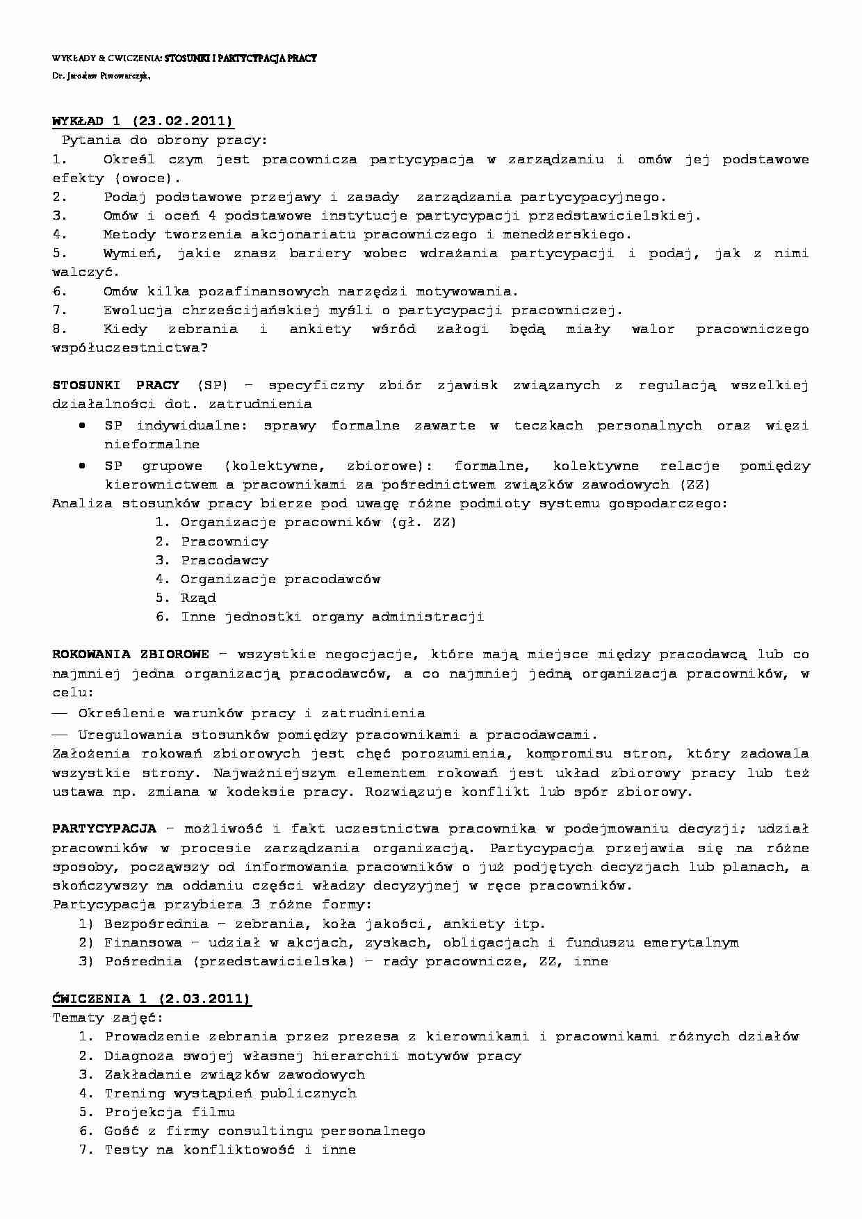 Podstawowe informacje - Partycypacja pracownicza - strona 1