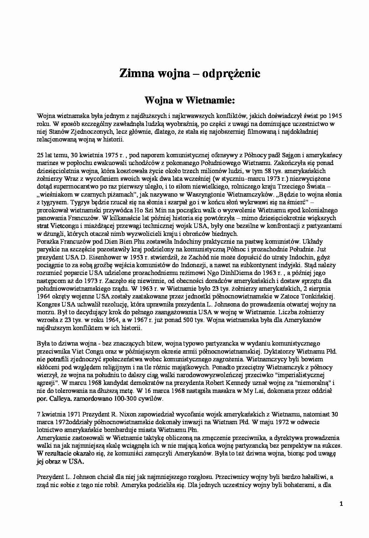 Zimna wojna - odprężenie - strona 1