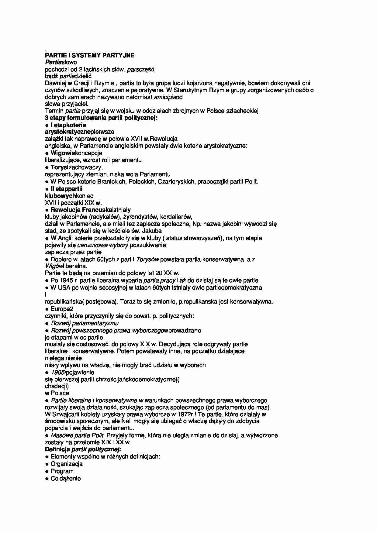 PARTIE I SYSTEMY PARTYJNE - Torysi - strona 1