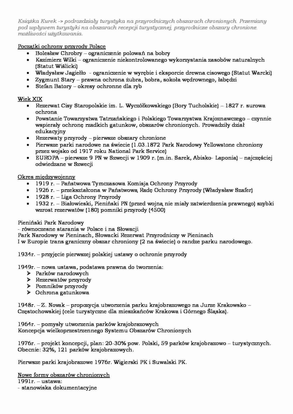 Początki ochrony przyrody w Polsce wykłady - strona 1