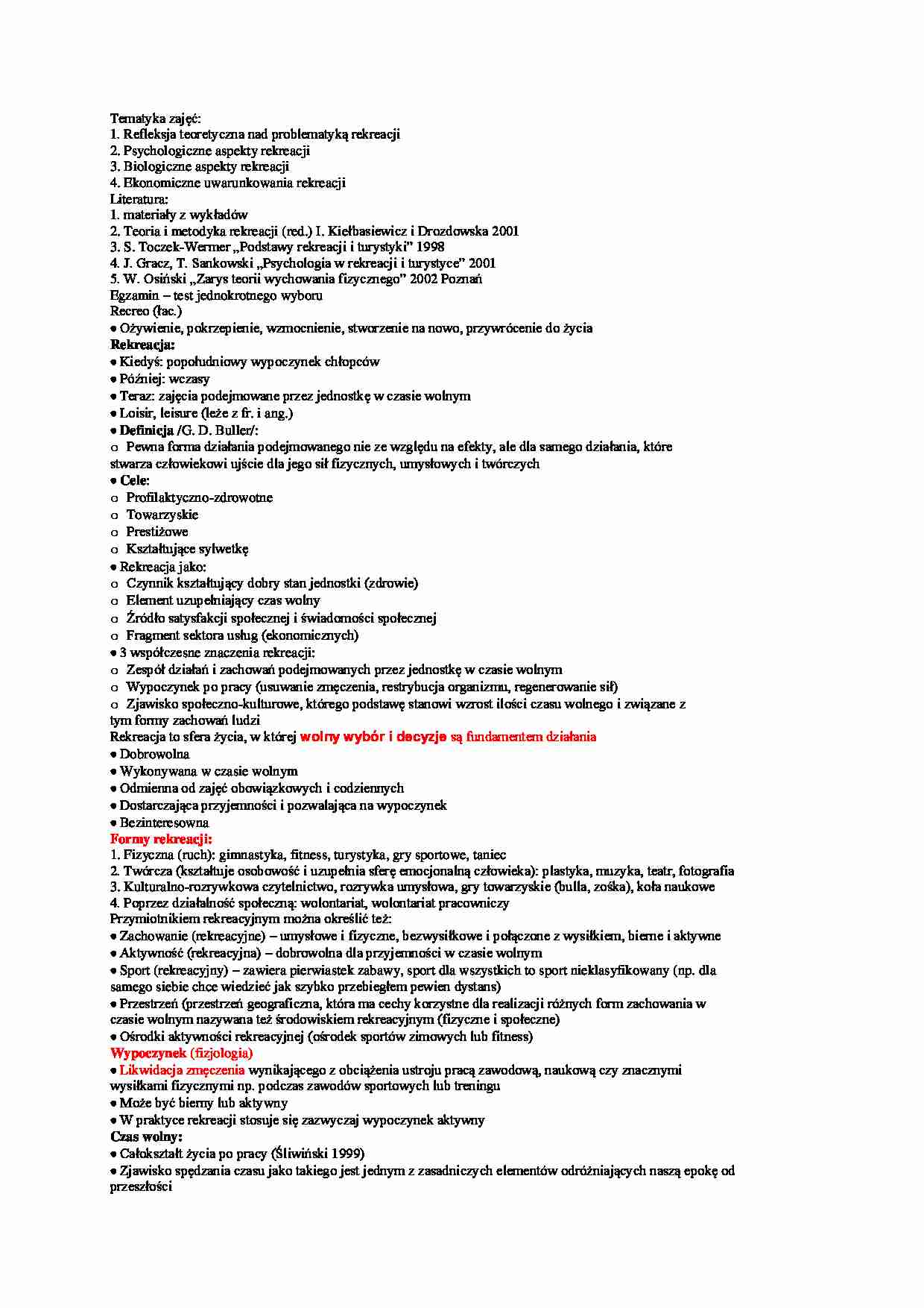 Historia rekreacji, rozwój rekreacji - strona 1