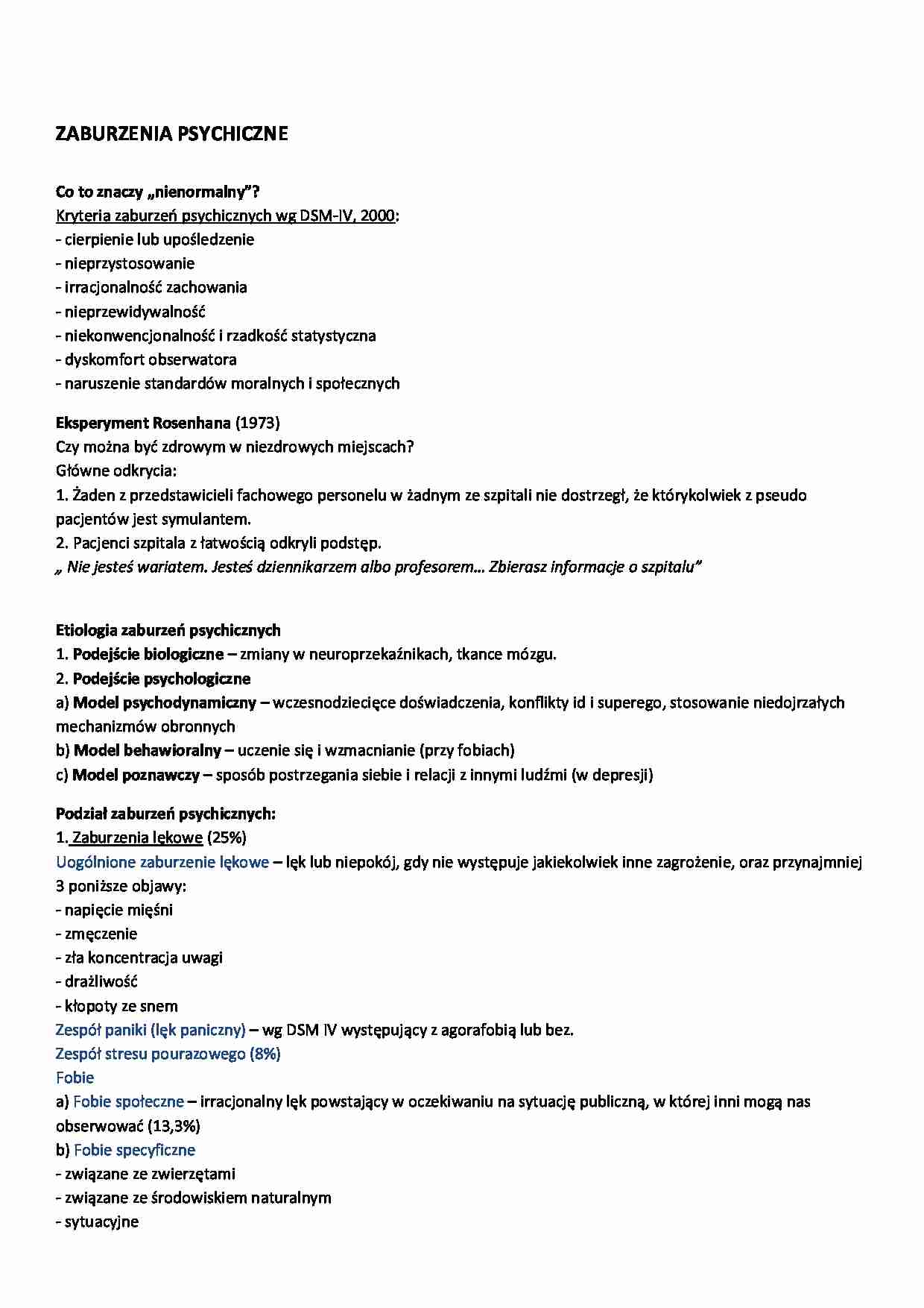 ZABURZENIA PSYCHICZNE - strona 1