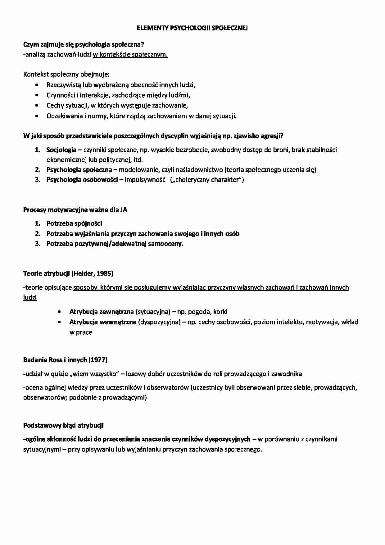 Elementy psychologii społecznej - strona 1