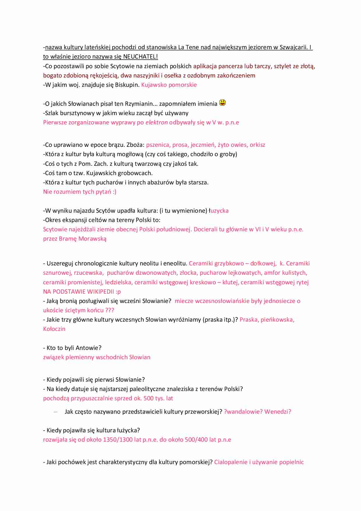 pytania na egzamin - Kultura przeworska - strona 1