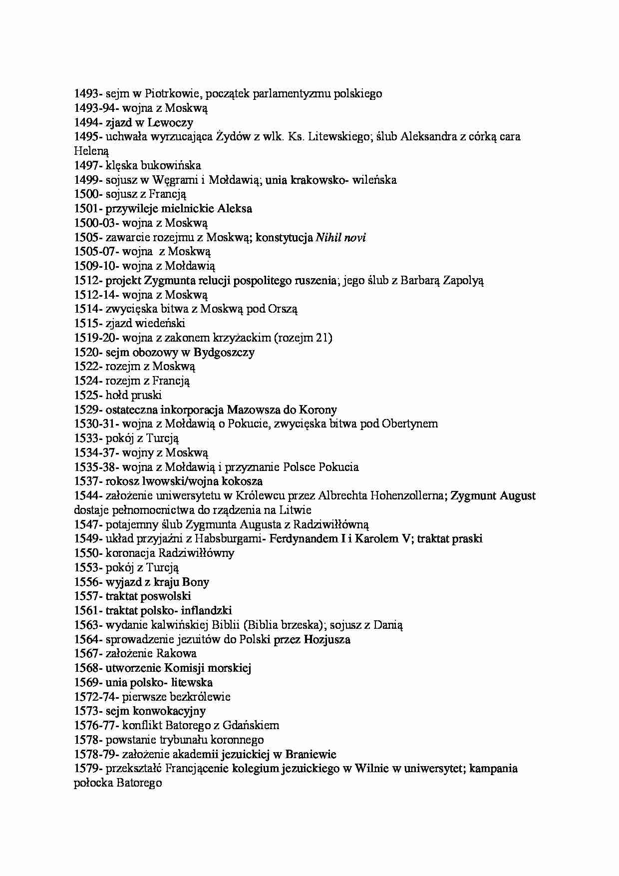 Nowożytna historia Polski- daty - strona 1