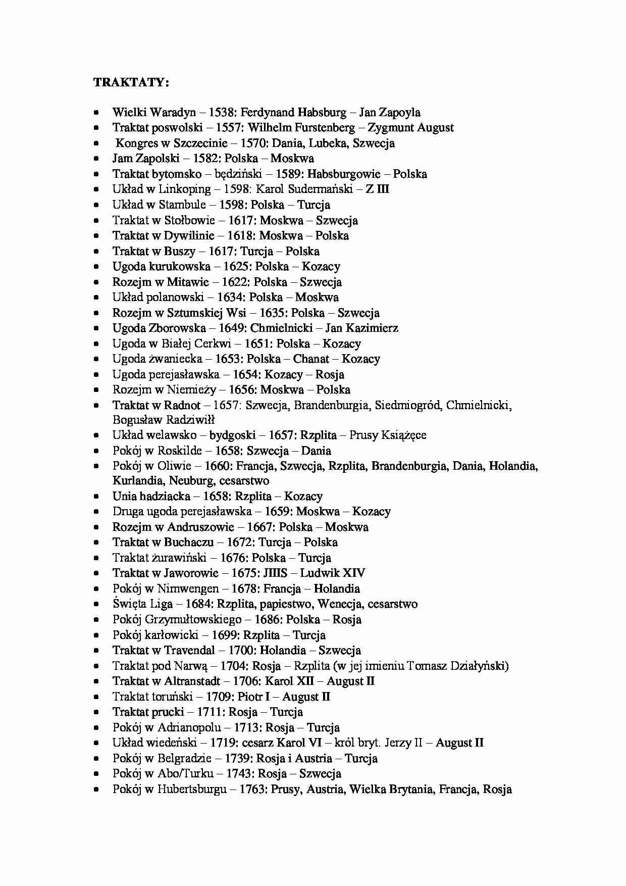 Nowożytna historia Polski- traktaty, pojęcia, pytania - strona 1