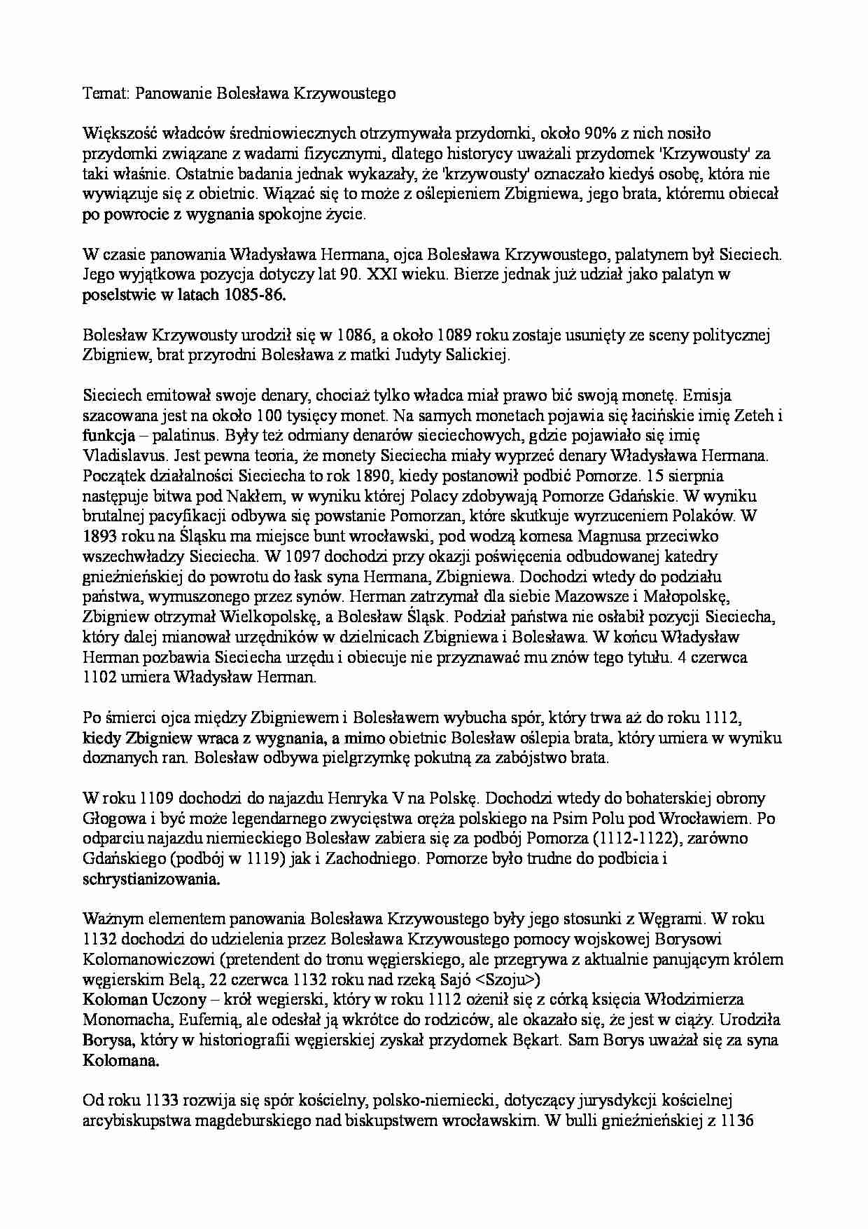 Panowanie Bolesława Krzywoustego - strona 1