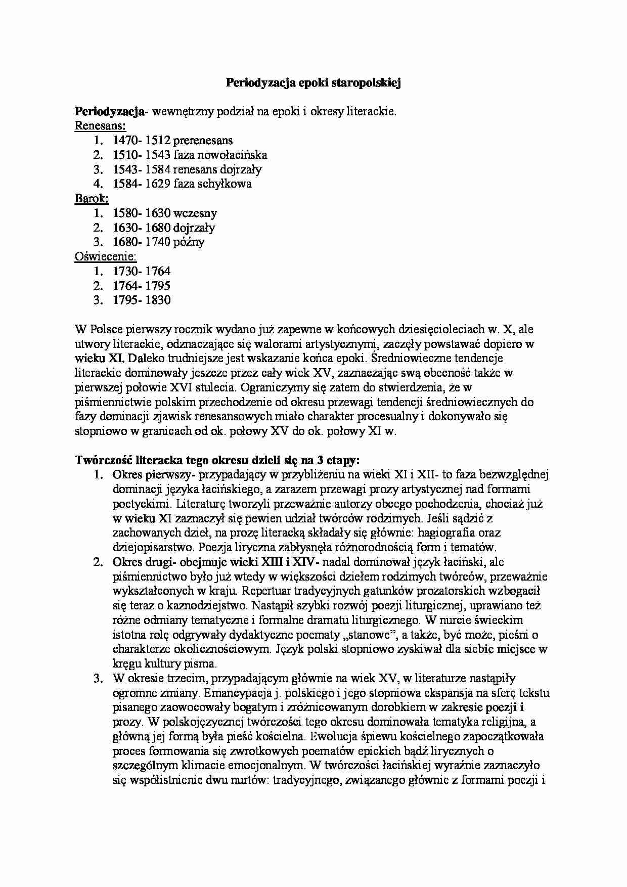 Periodyzacja epoki staropolskiej - strona 1