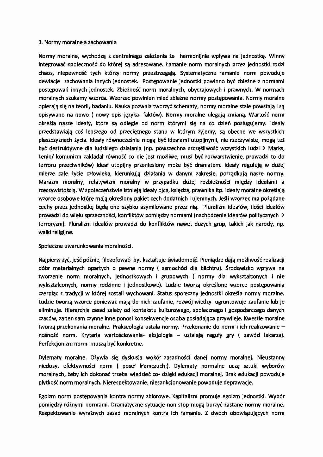 Normy moralne a zachowania - strona 1