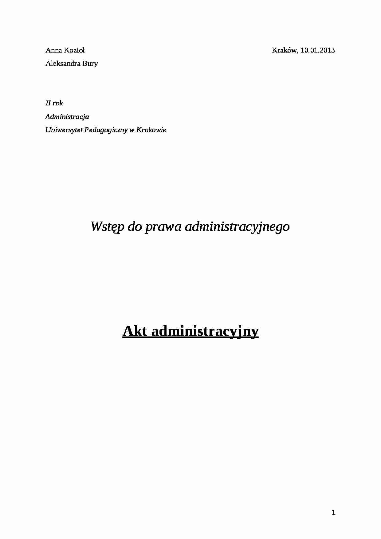 Akt administracyjny - Akt normatywny - Wyrok sądowy - strona 1