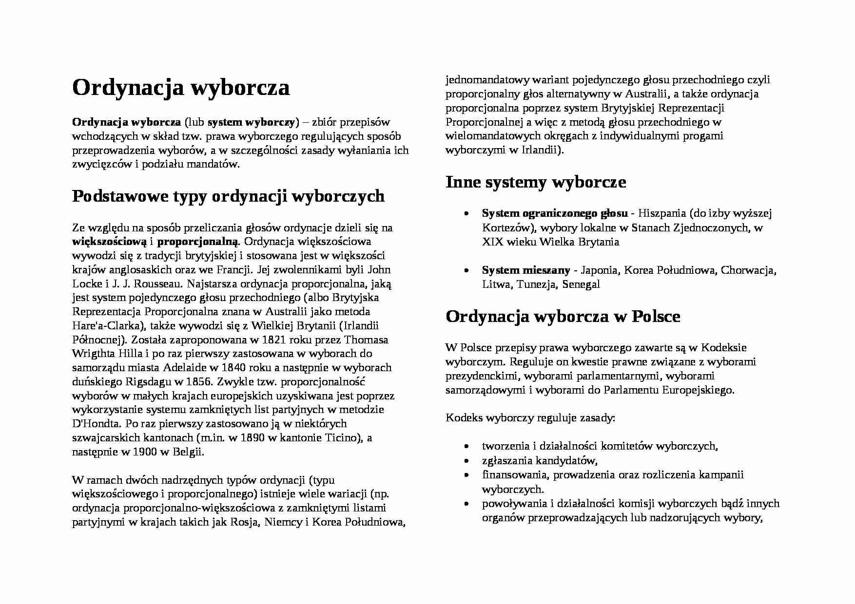 ordynacja wyborcza - System ograniczonego głosu - strona 1
