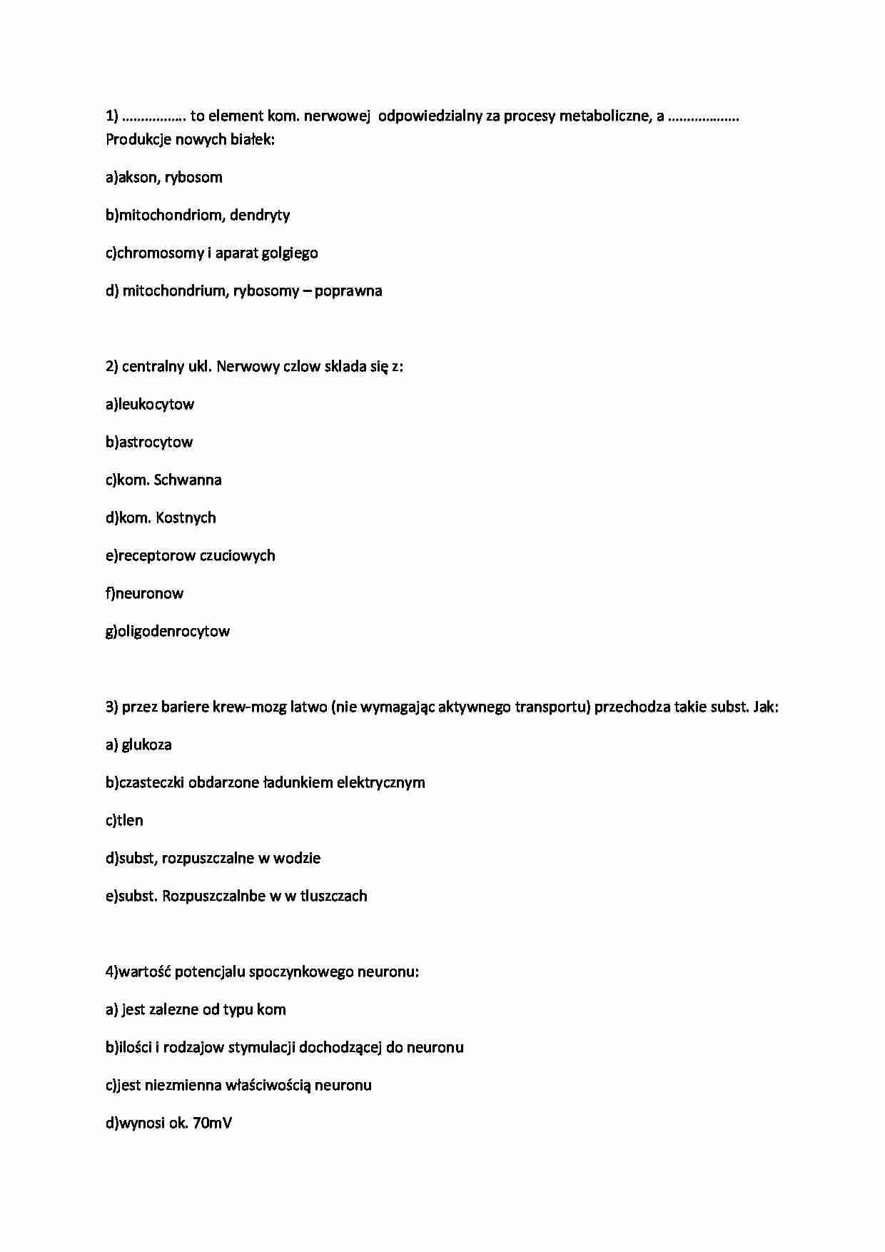 odpowiedzi do egzaminu - Układ nerwowy - strona 1