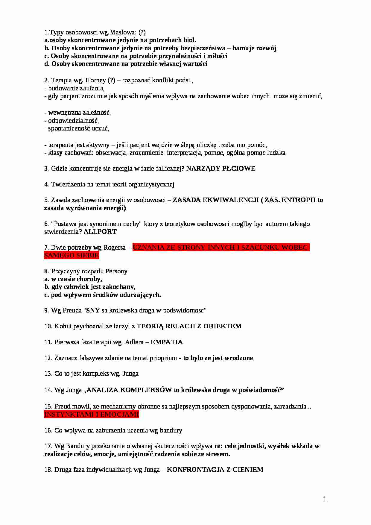 odpowiedzi do egzaminu - Typy osobowości - strona 1