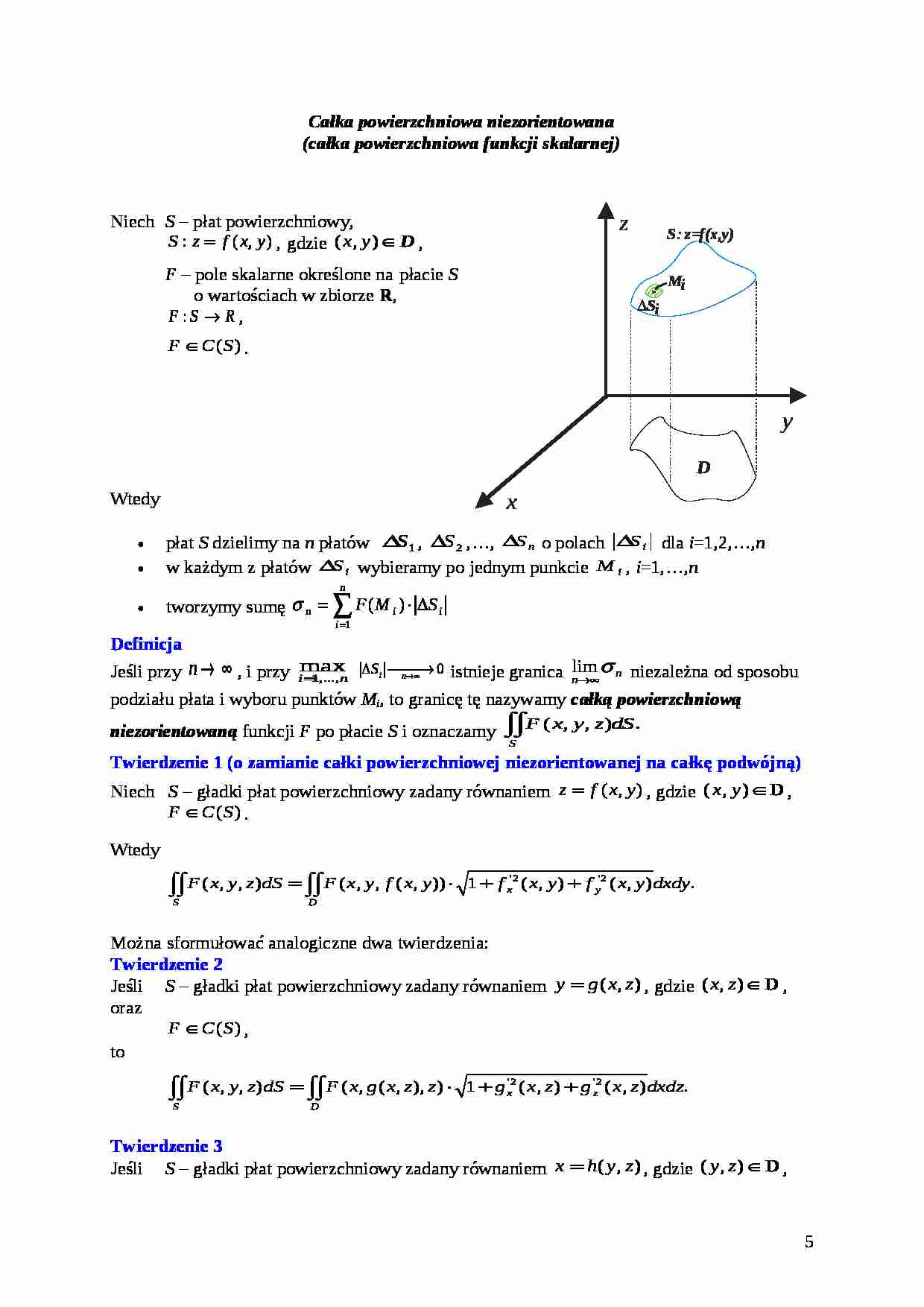 Całka powierzchniowa niezorientowana - strona 1