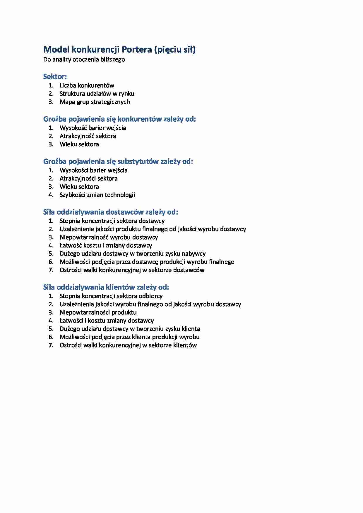 Model konkurencji Portera - strona 1