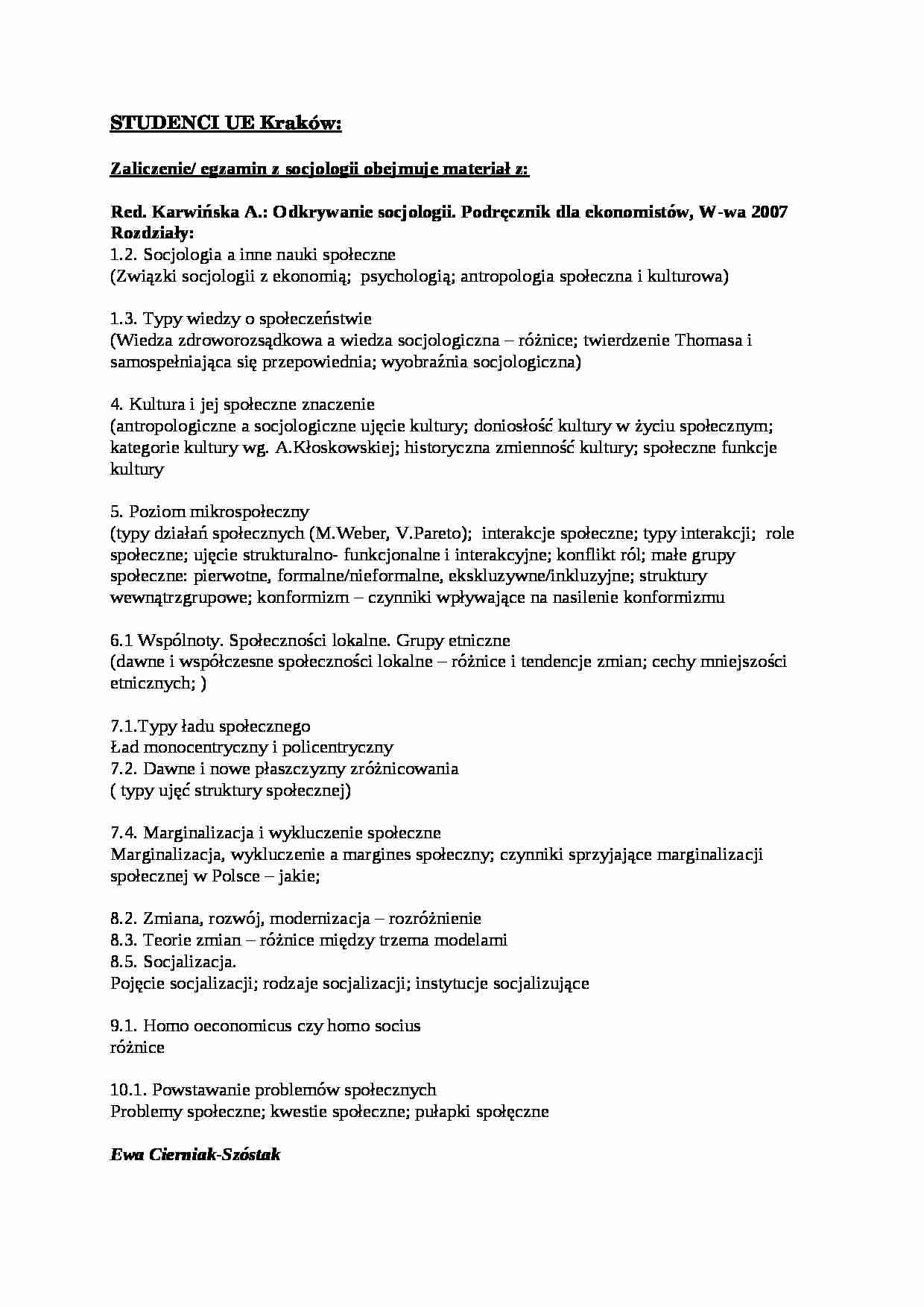 lektura i problemy do egzaminu z socjologii. - strona 1
