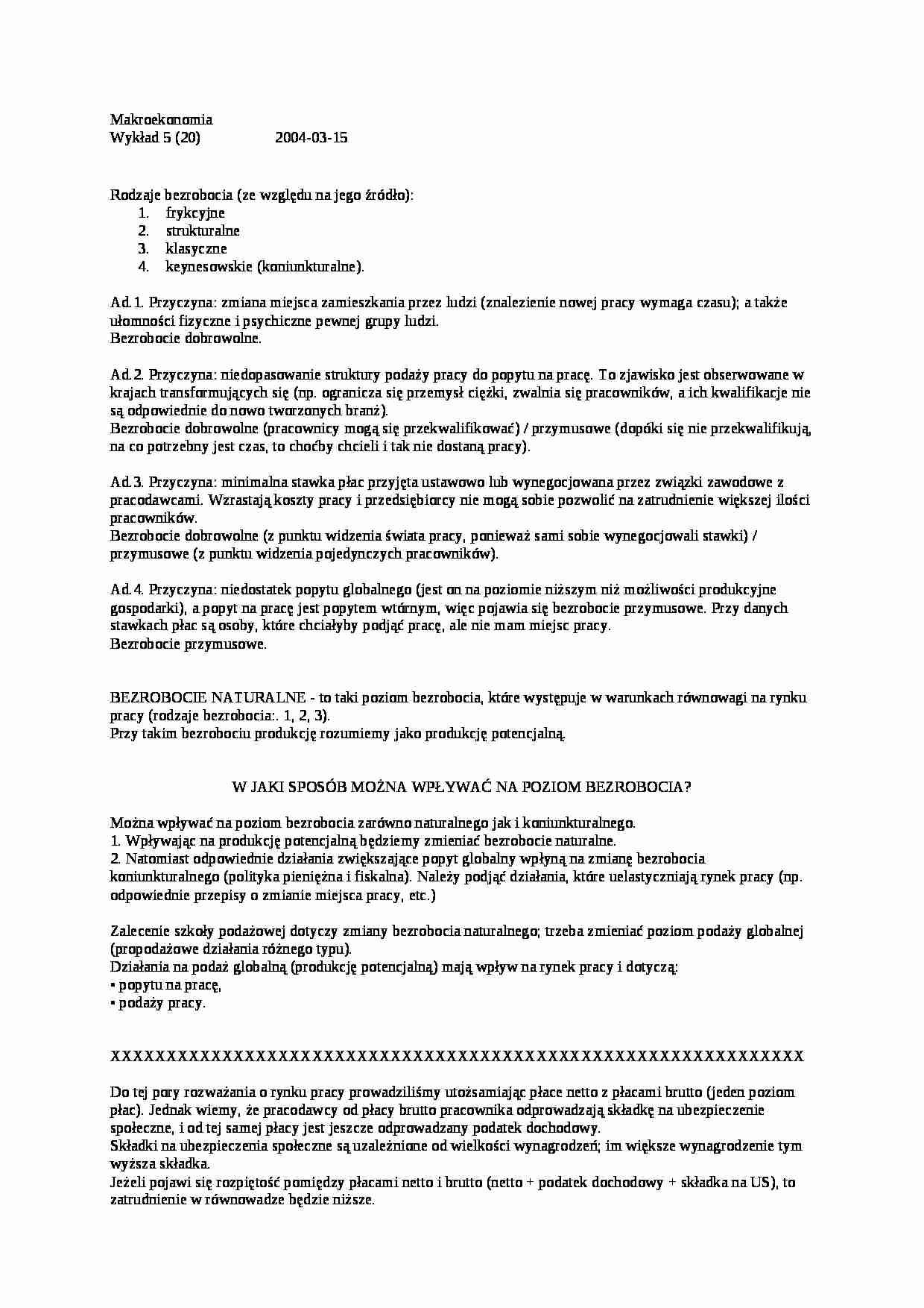 Makroekonomia - WYKŁAD 5 - strona 1