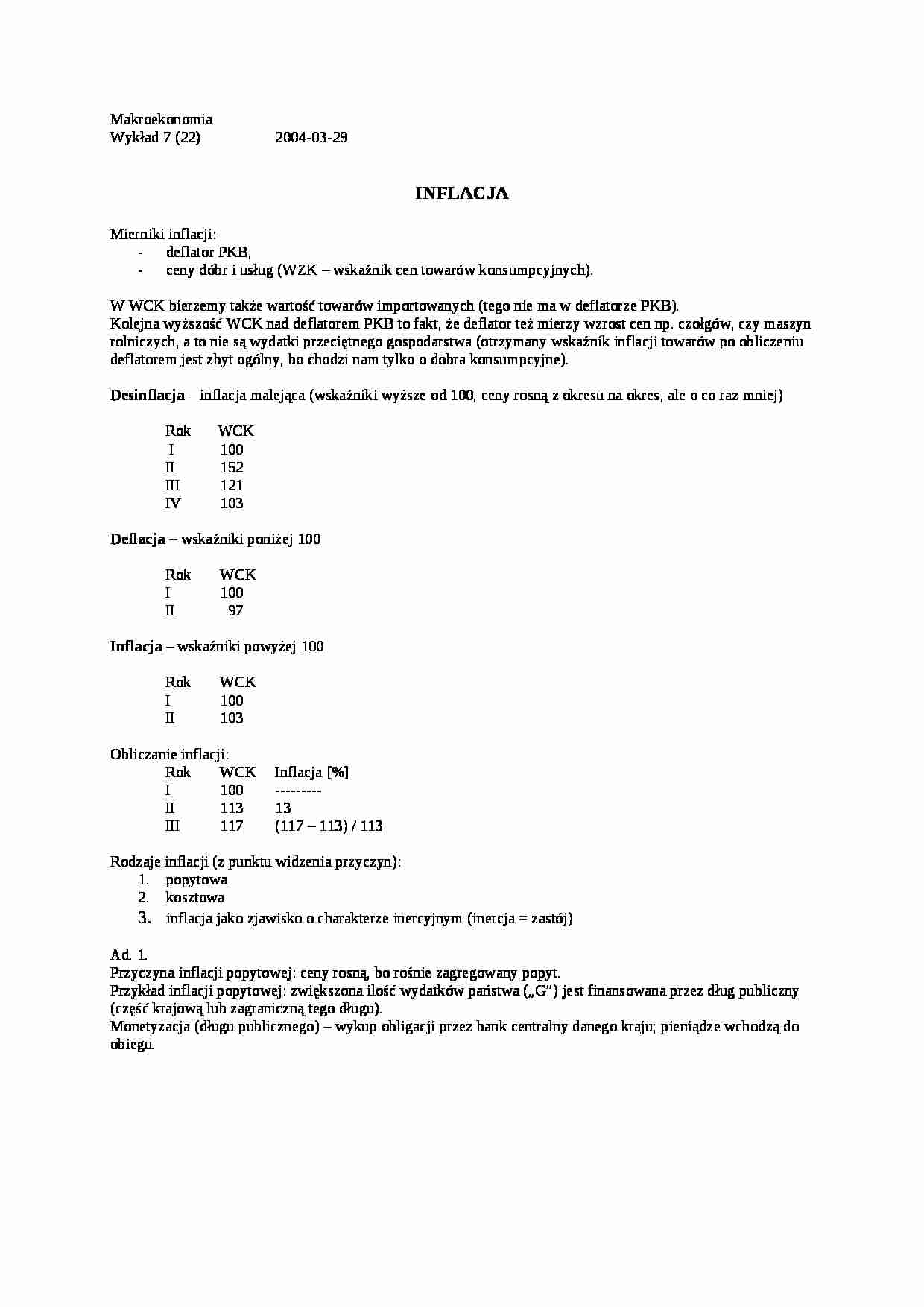 Makroekonomia - WYKŁAD 7 - strona 1