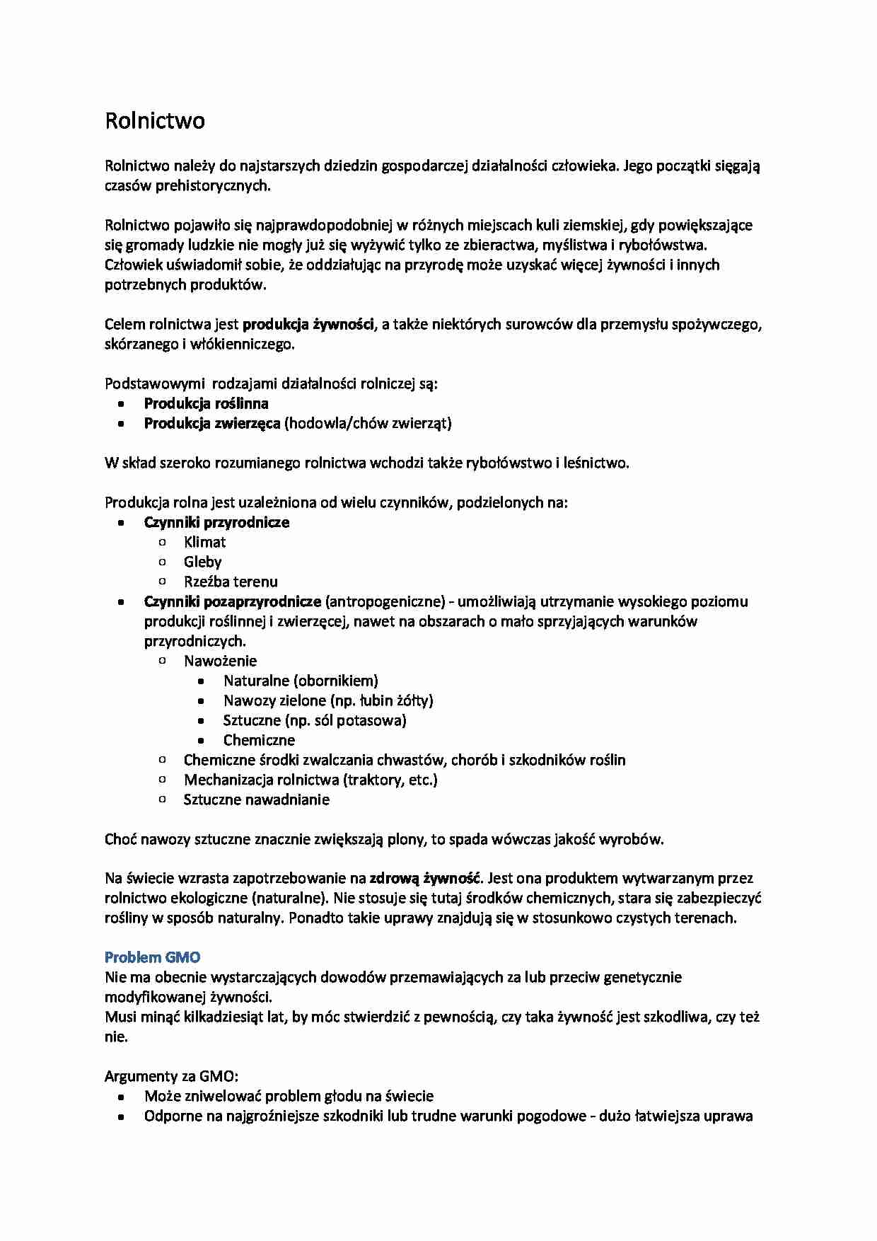 Rolnictwo jako dziedzina życia człowieka - strona 1