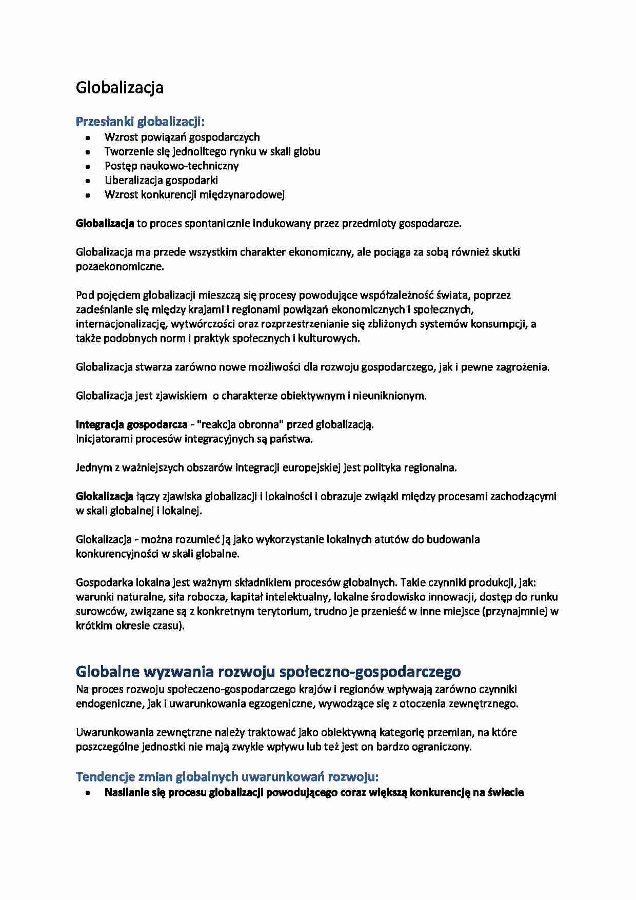 Przesłanki globalizacji - strona 1