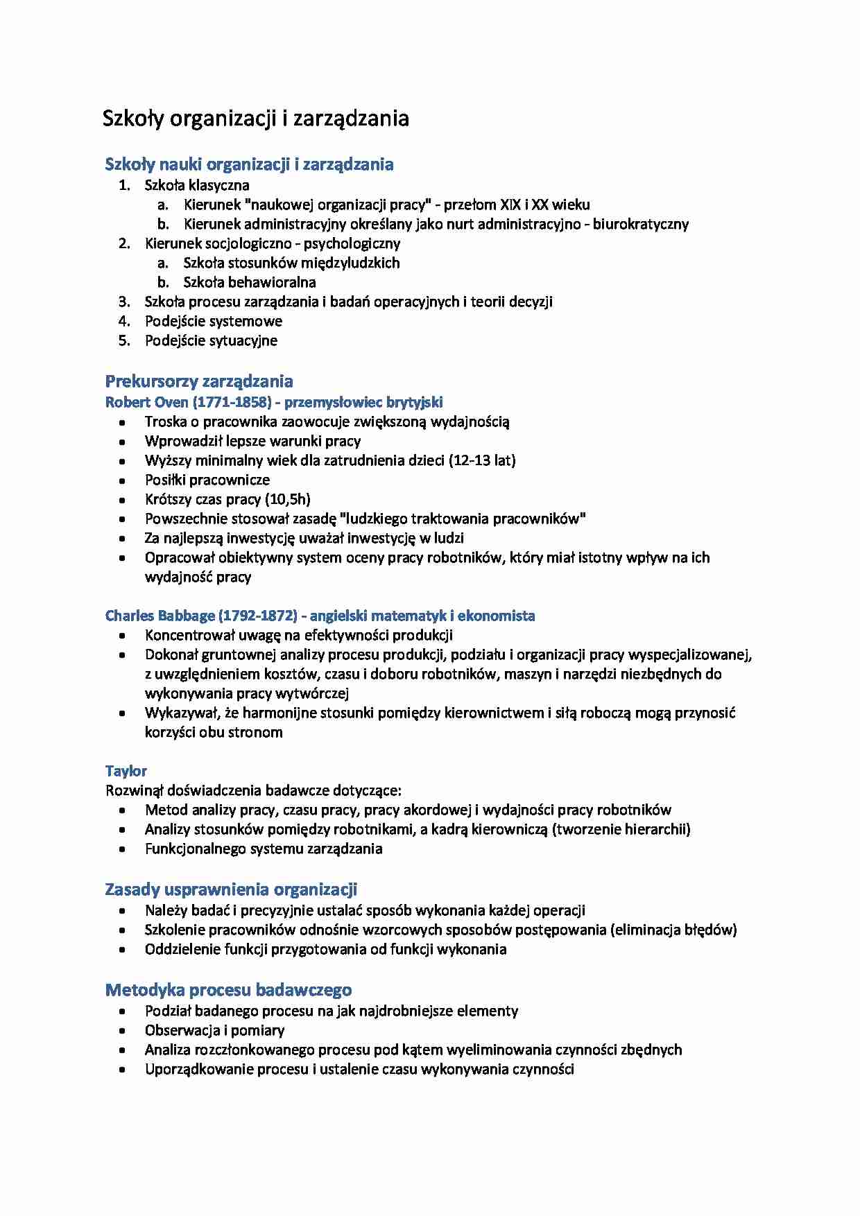 Szkoły organizacji i zarządzania - strona 1