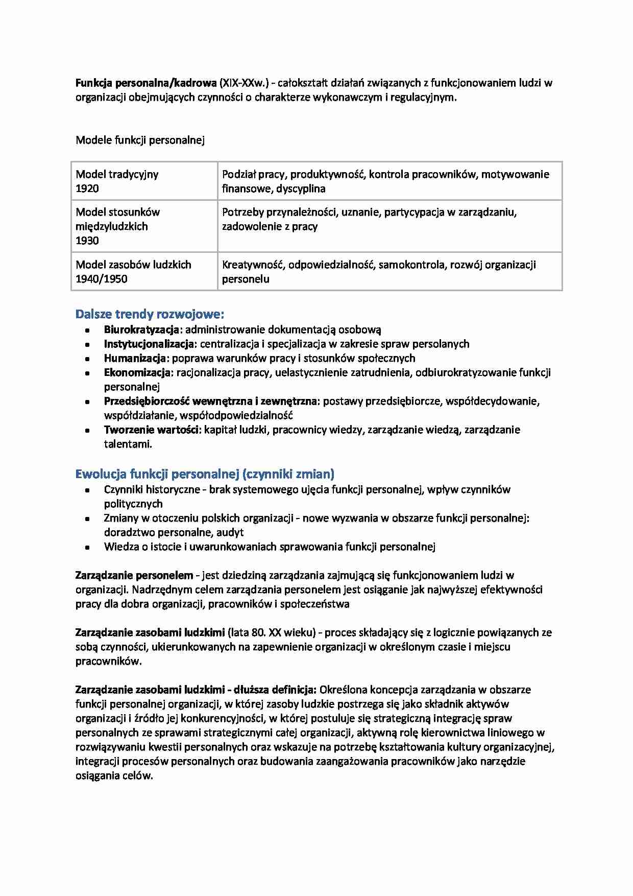 Funkcja personalna (kadrowa) - strona 1