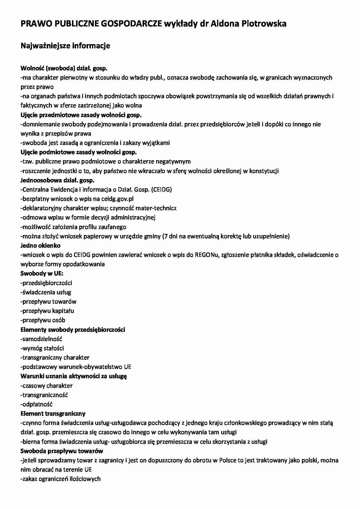 Prawo publiczne gospodarcze - wykłady - strona 1