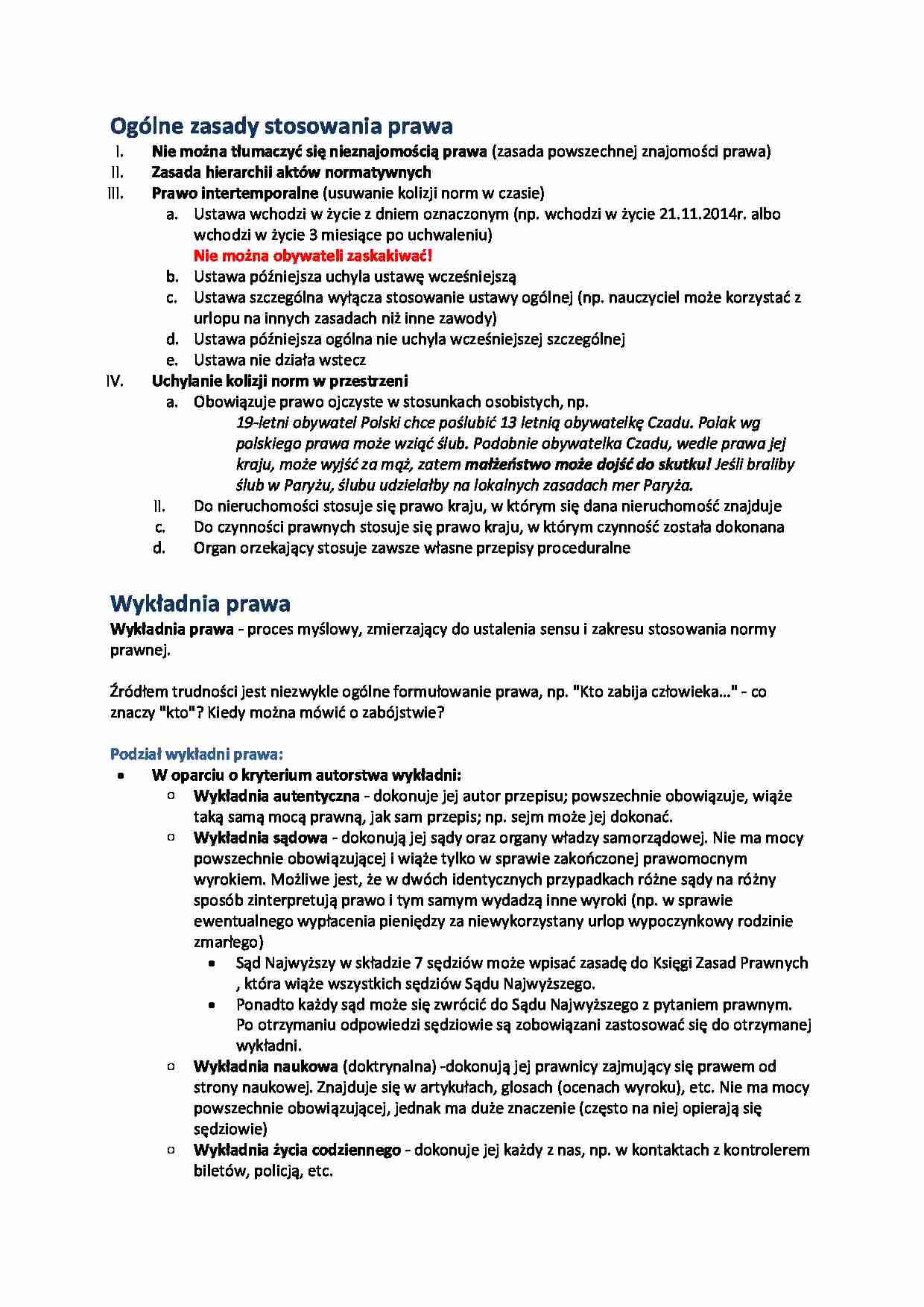 Ogólne zasady stosowania prawa - strona 1