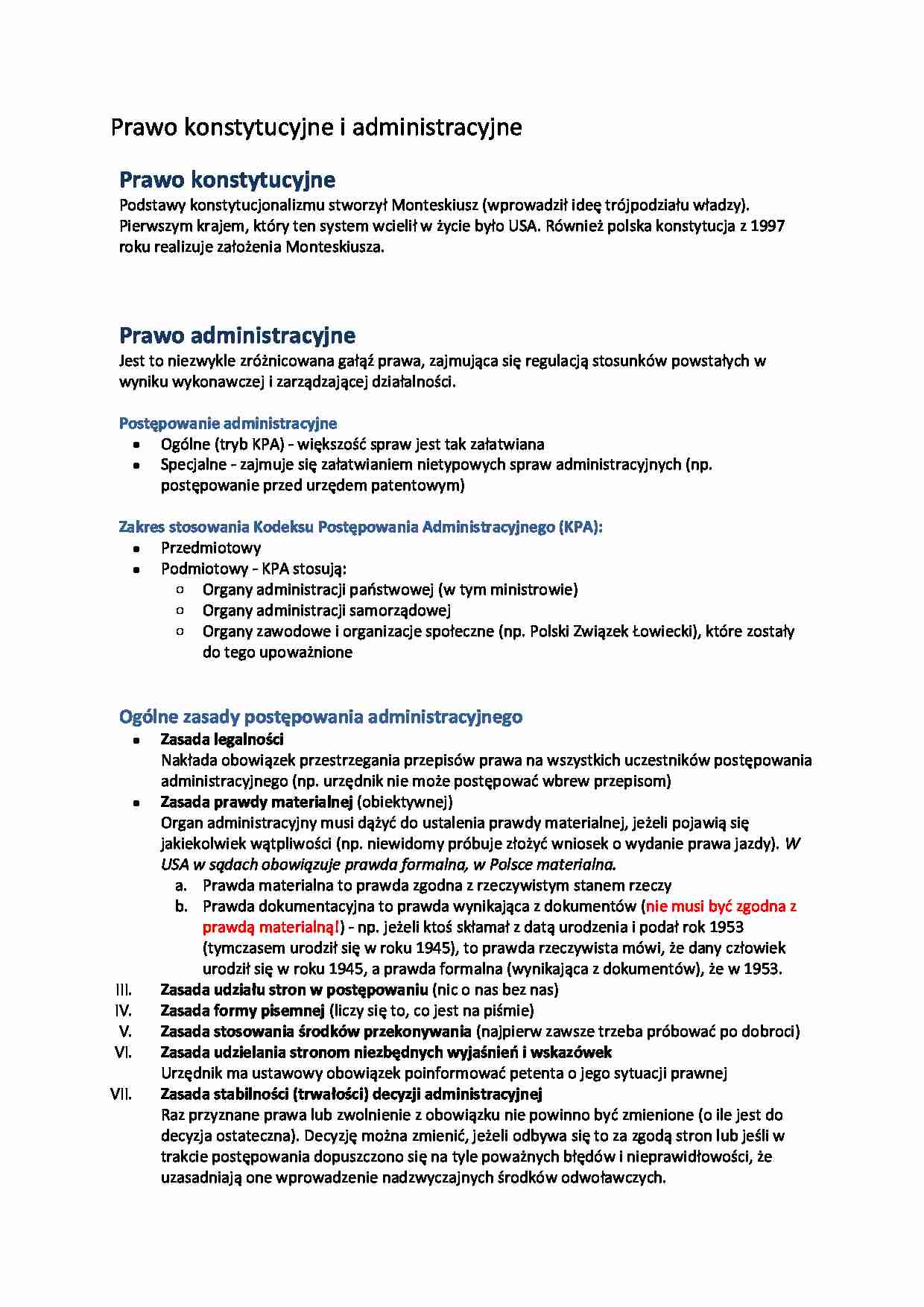 Prawo konstytucyjne i administracyjne - strona 1