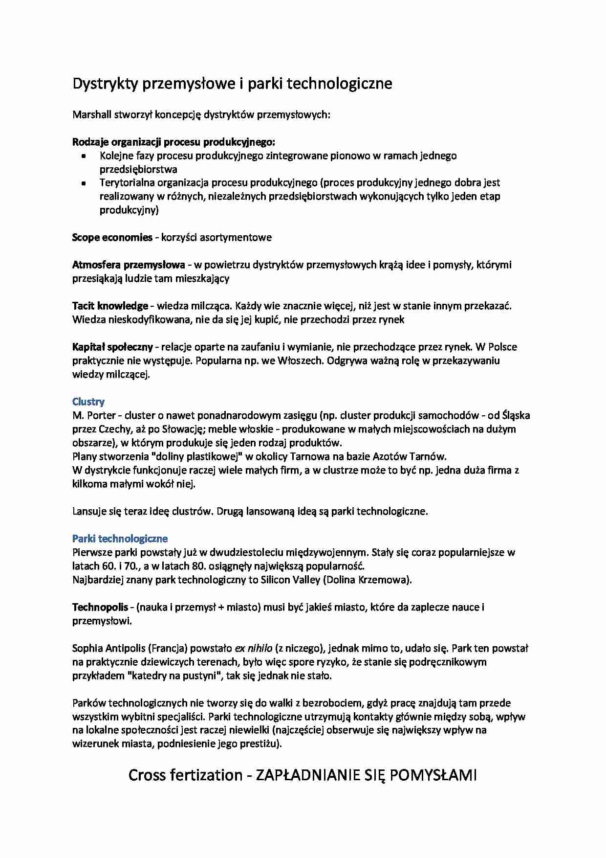 Dystrykty przemysłowe i parki technologiczne - strona 1