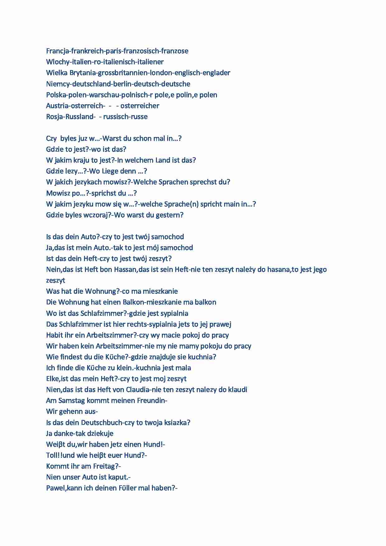 zdania, słówka - strona 1